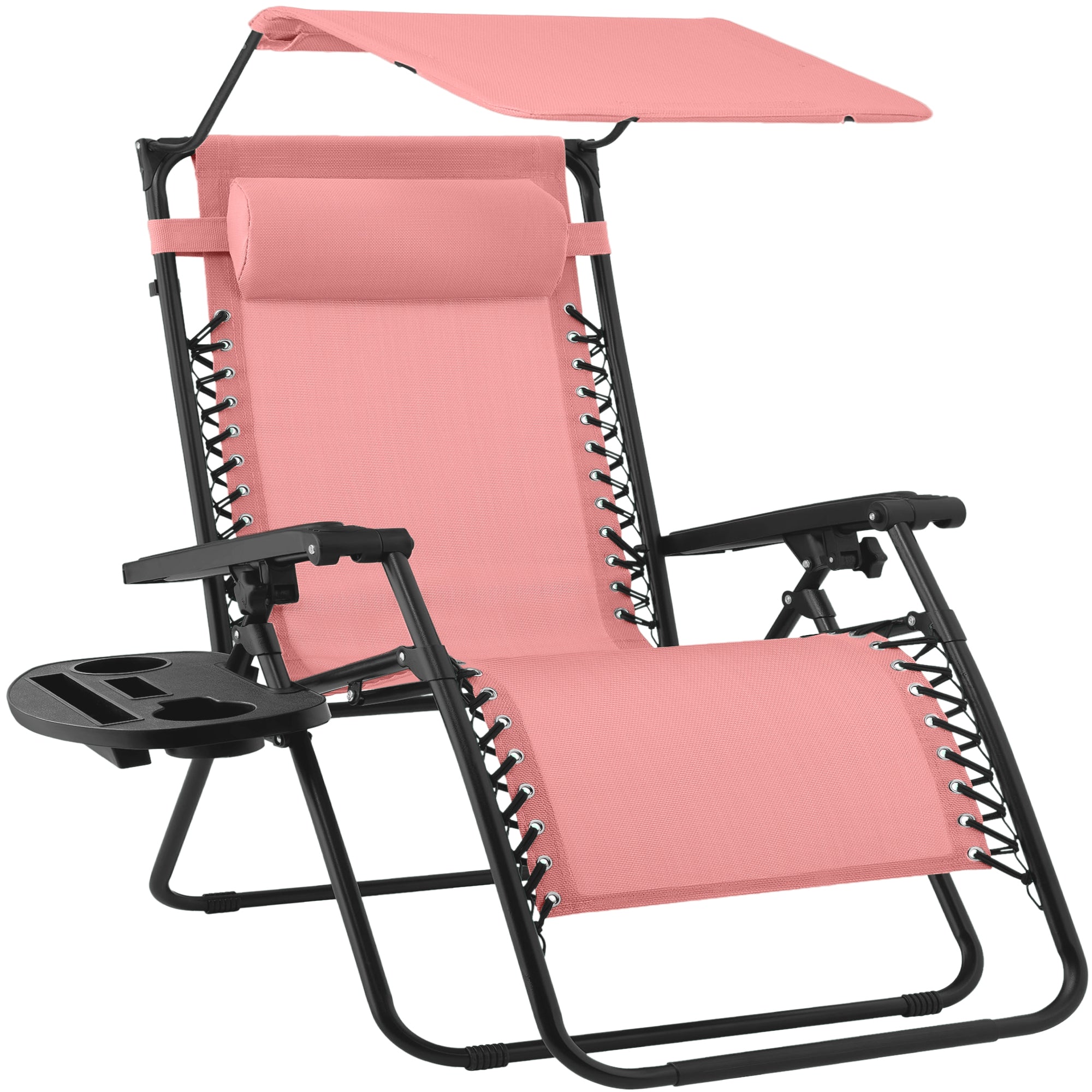 30" Wide Folding Zero Gravity Patio Lounge Chair w/Adjustable Canopy Shade