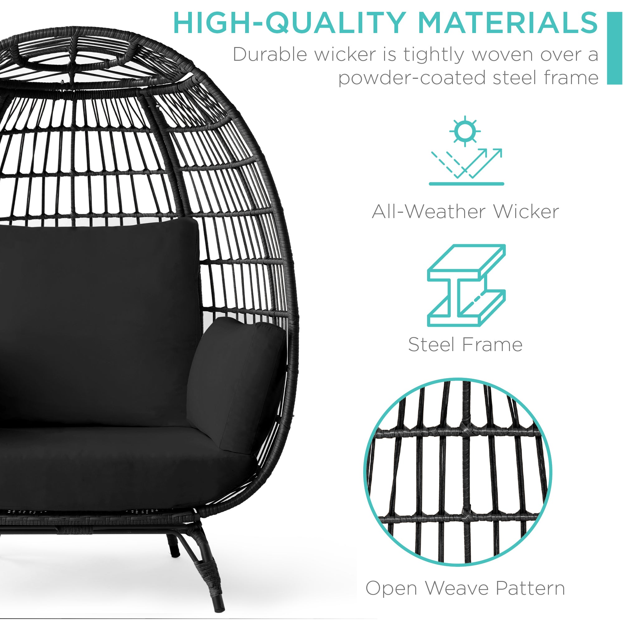 Wicker Egg Chair Oversized Indoor Outdoor Patio Lounger