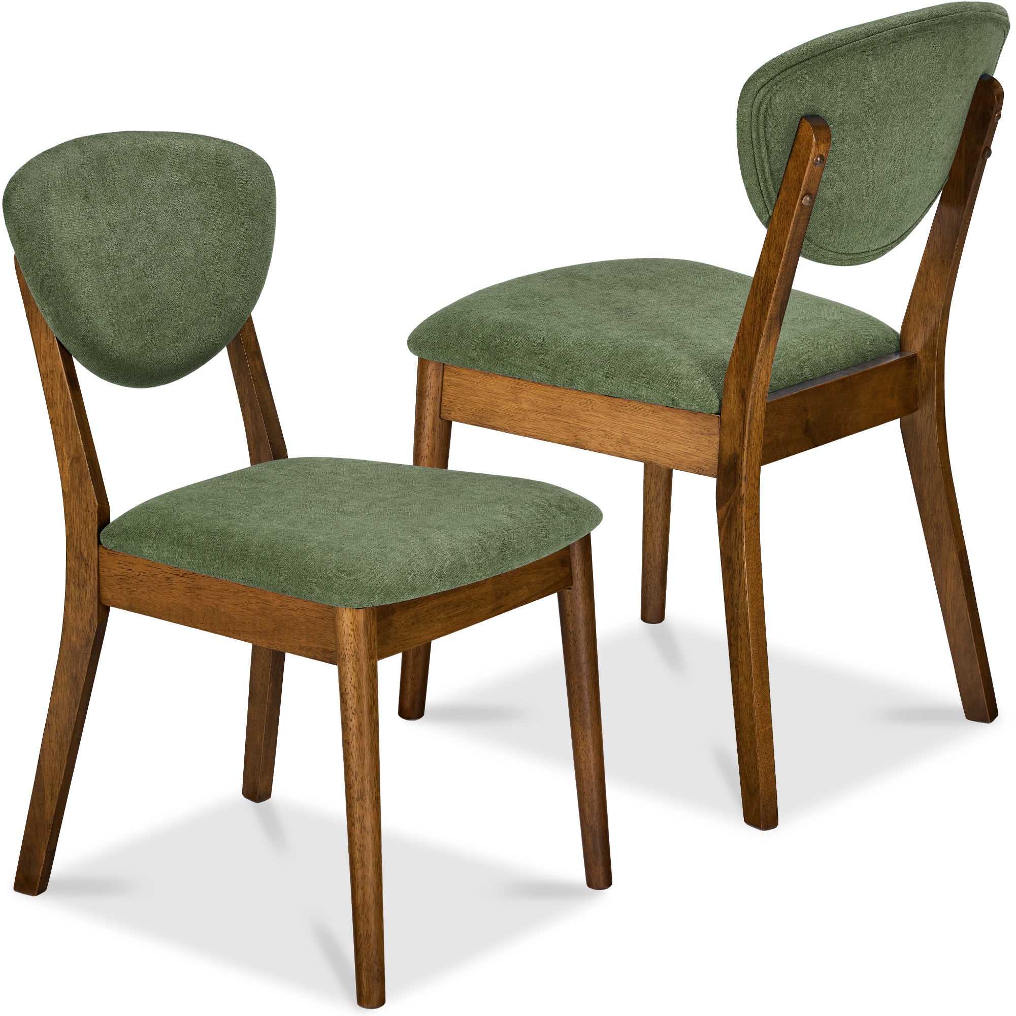 2-Piece Mid-Century Modern Wood &Upholstered Dining Chair Set
