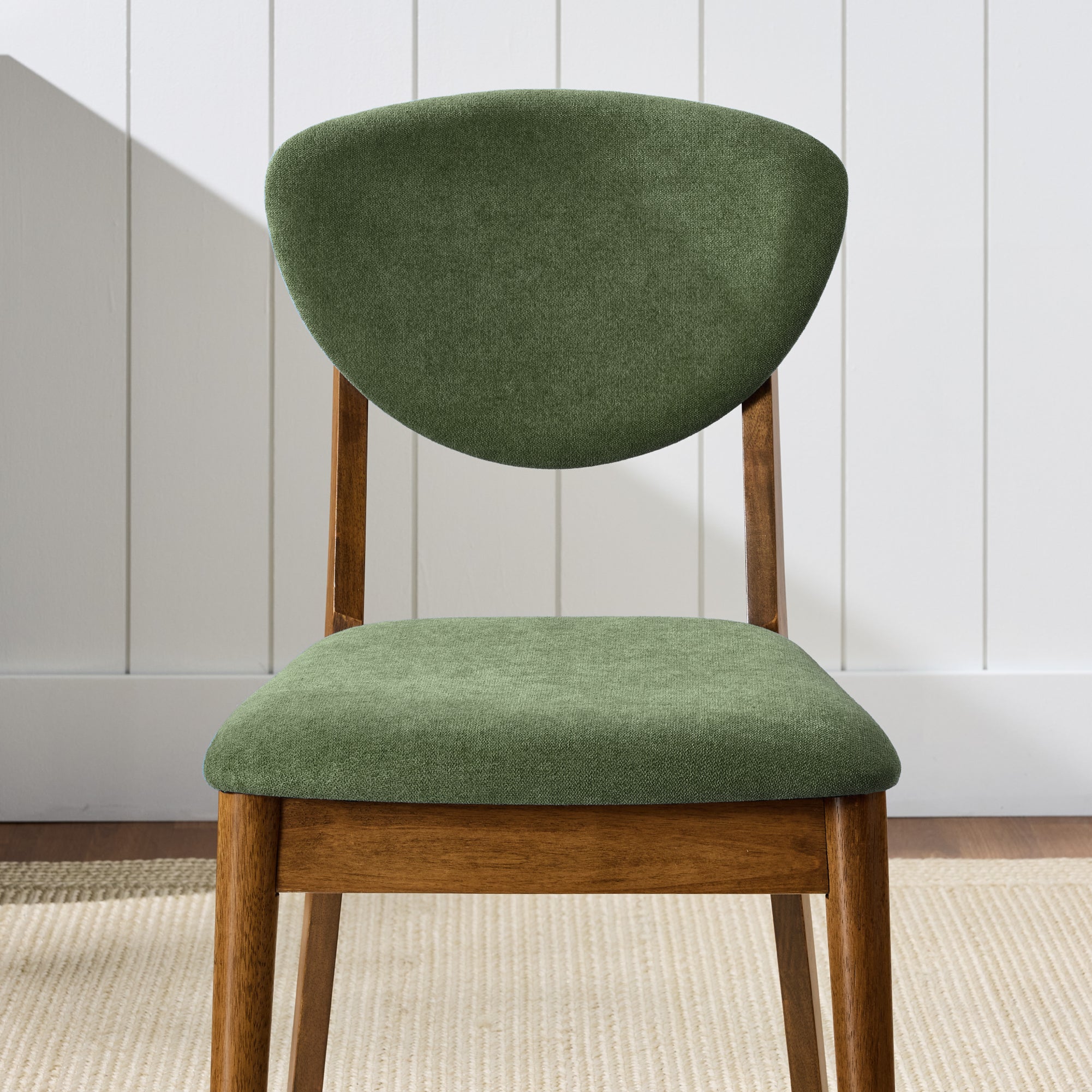 2-Piece Mid-Century Modern Wood &Upholstered Dining Chair Set
