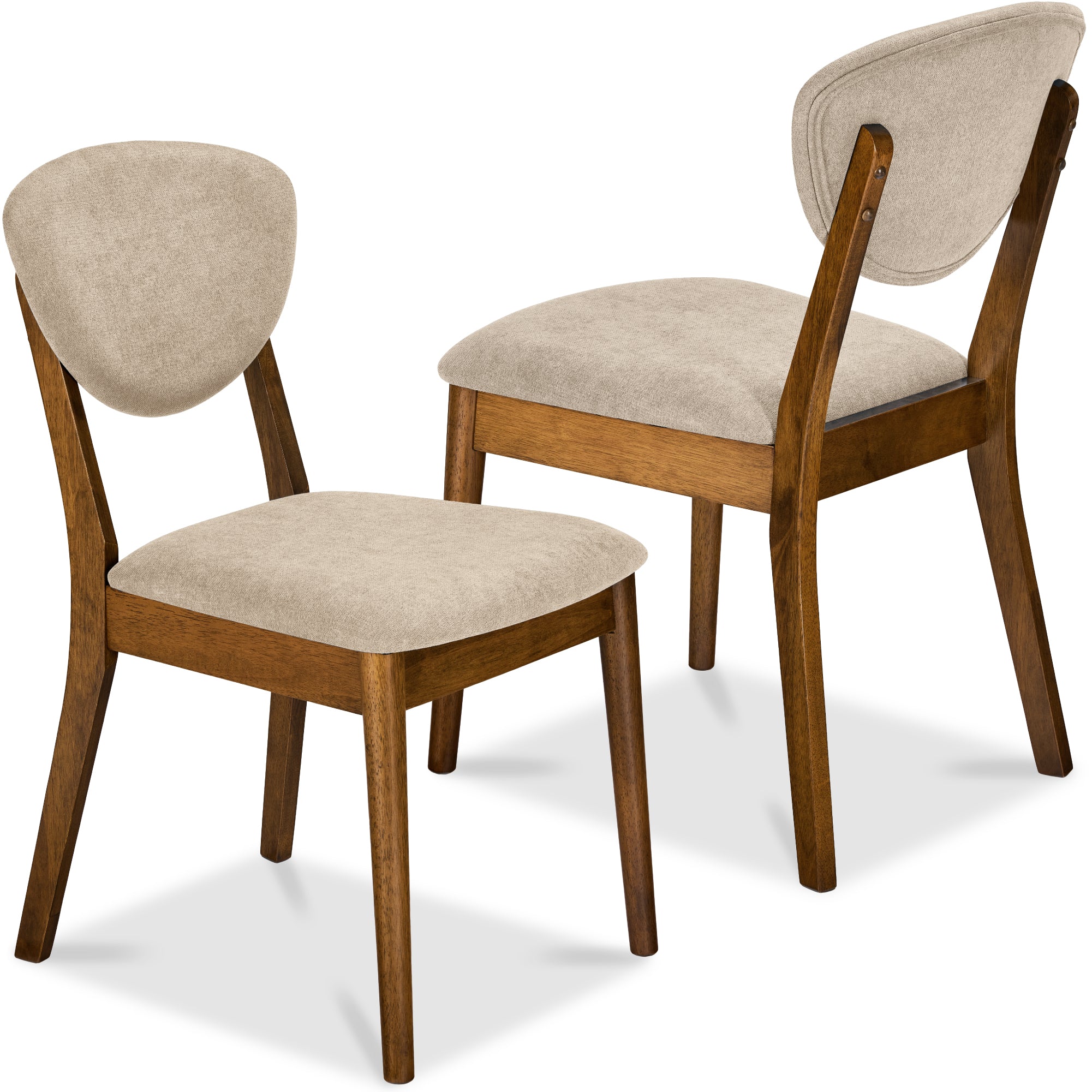 2-Piece Mid-Century Modern Wood &Upholstered Dining Chair Set