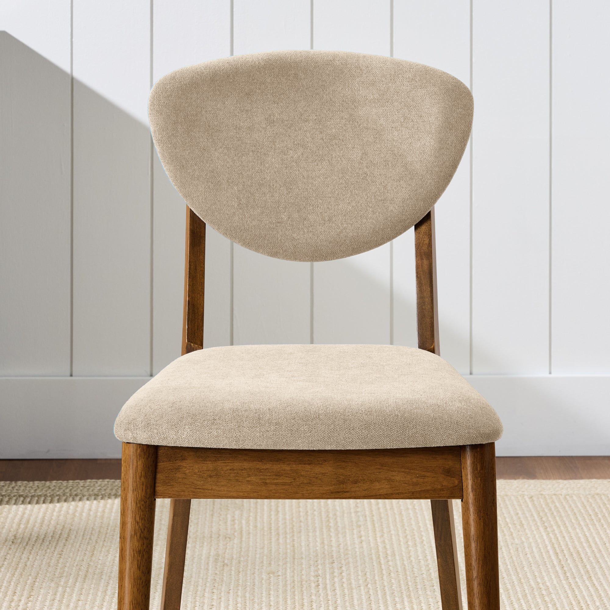2-Piece Mid-Century Modern Wood &Upholstered Dining Chair Set