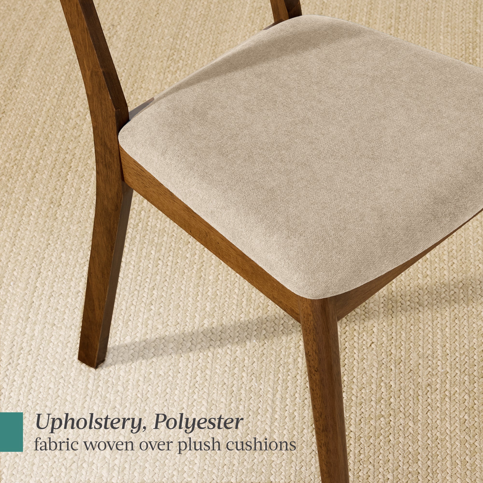 2-Piece Mid-Century Modern Wood &Upholstered Dining Chair Set