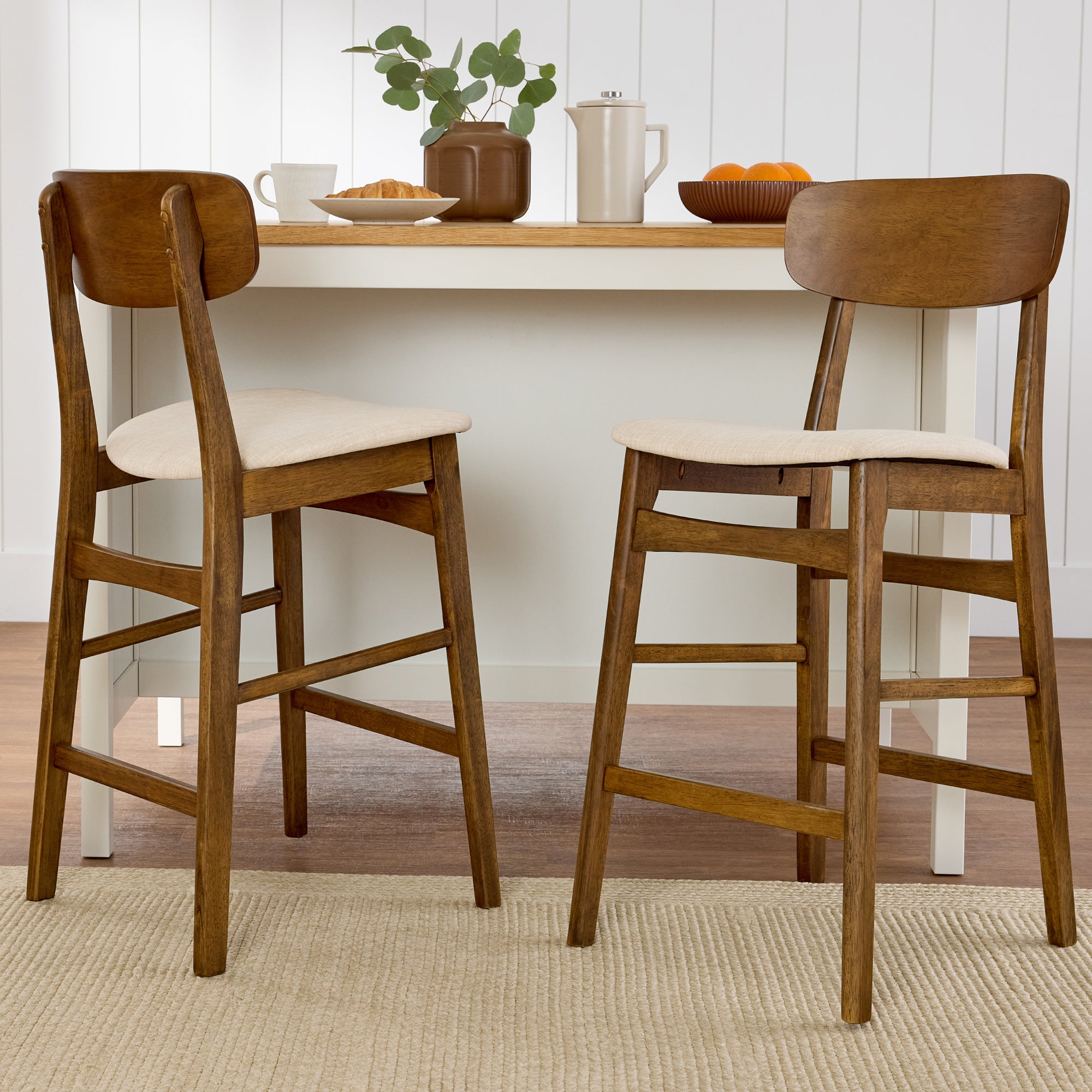 Best Choice Products 2-Piece Farmhouse Counter Height Bar Stool Set - Thumbnail 3