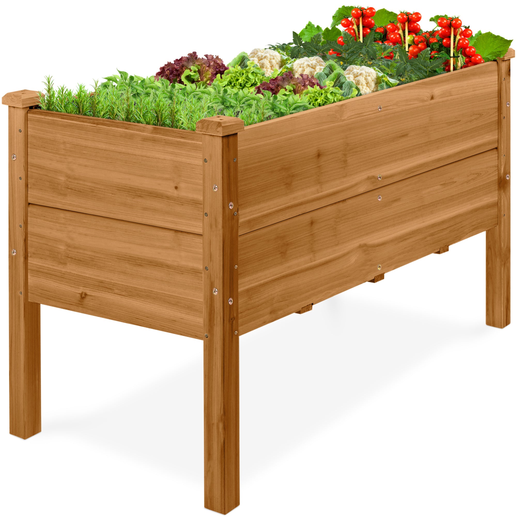 48" x 24" x 30" Raised Wooden Garden Bed w/16" Depth, Elevated Wood Planter