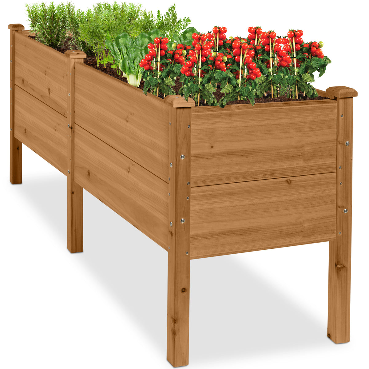 72" x 24" x 30" Raised Wooden Garden Bed w/16" Depth, Elevated Wood Planter