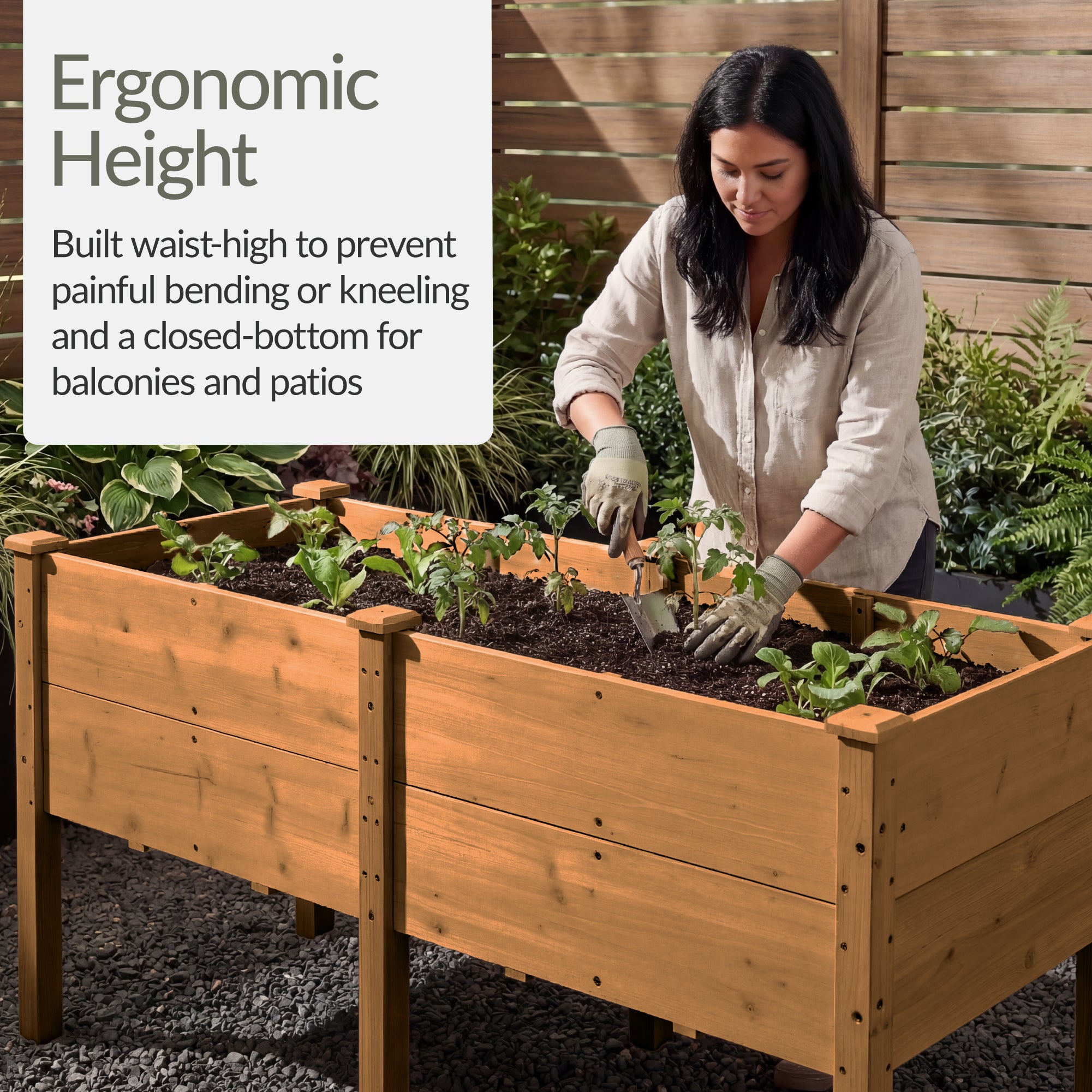 72" x 24" x 30" Raised Wooden Garden Bed w/16" Depth, Elevated Wood Planter