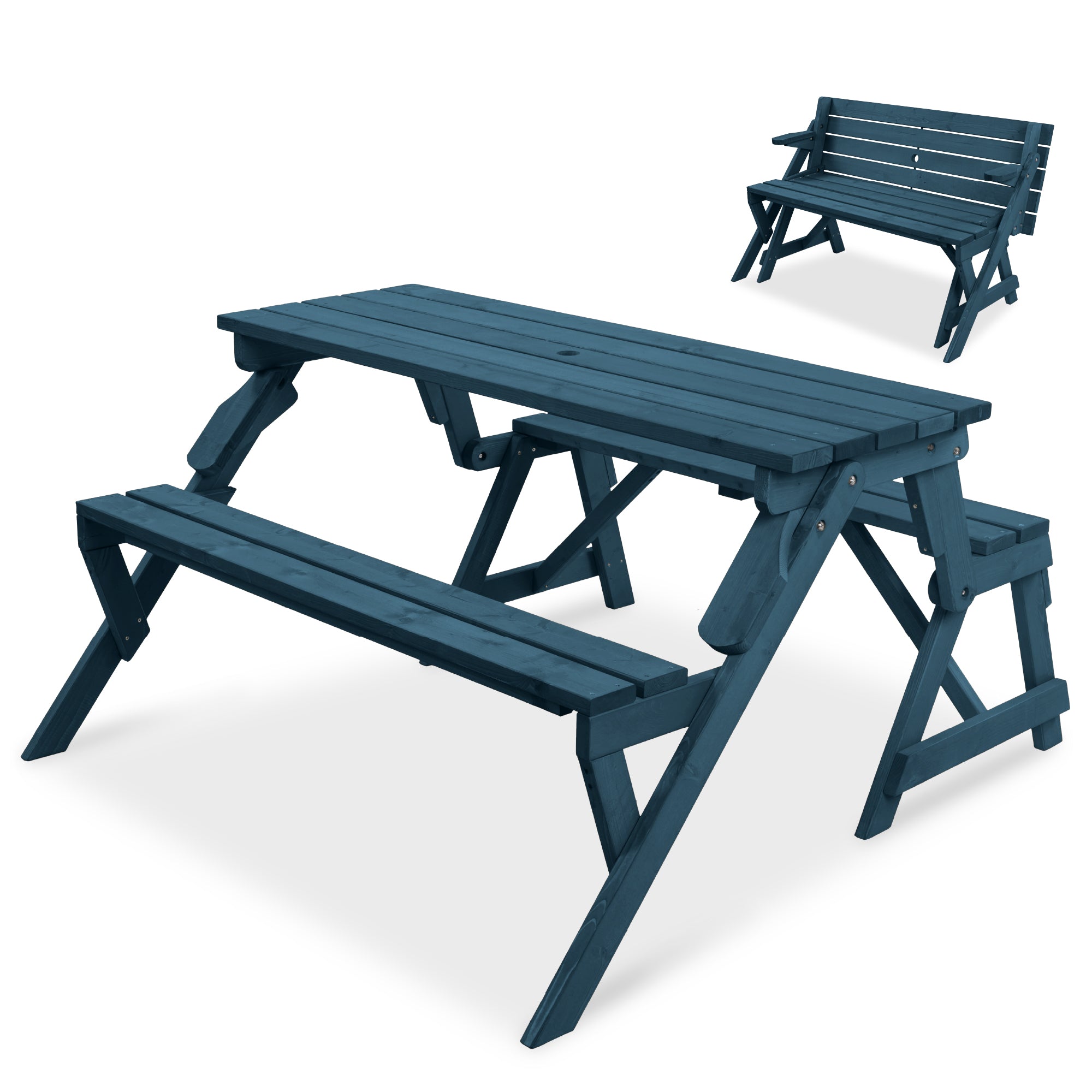 2-in-1 Outdoor Interchangeable Wooden Picnic Table/Garden Bench