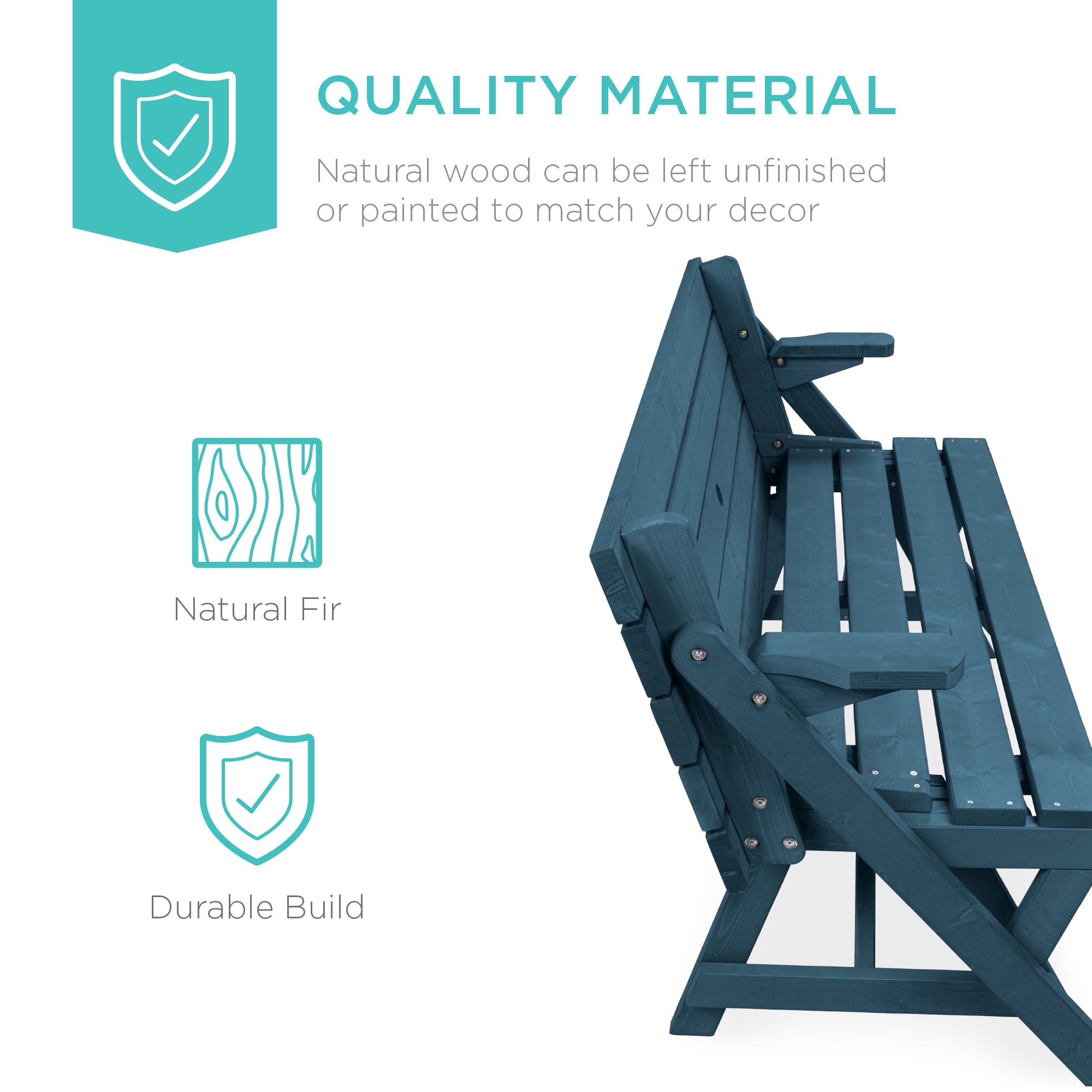 2-in-1 Outdoor Interchangeable Wooden Picnic Table/Garden Bench