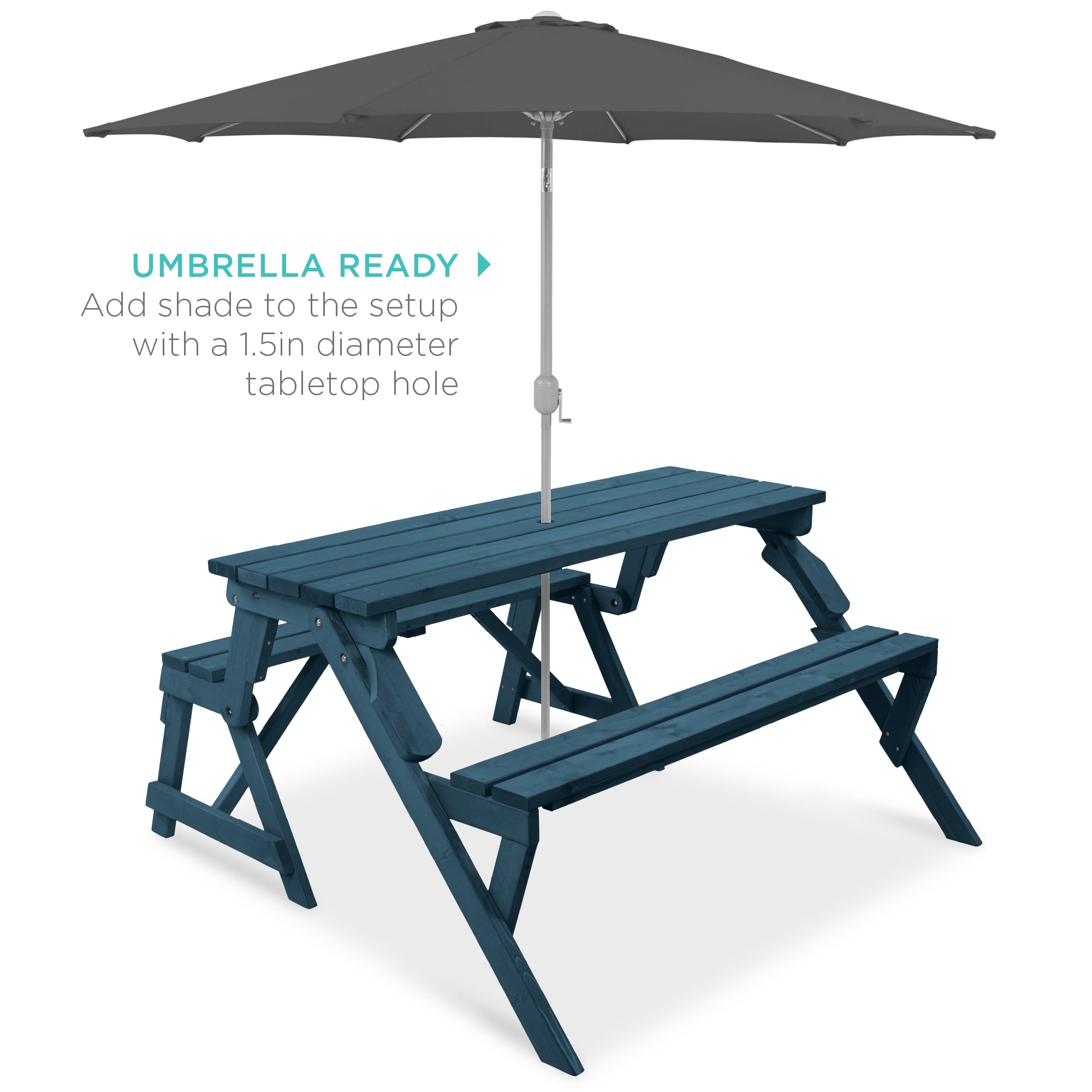 2-in-1 Outdoor Interchangeable Wooden Picnic Table/Garden Bench