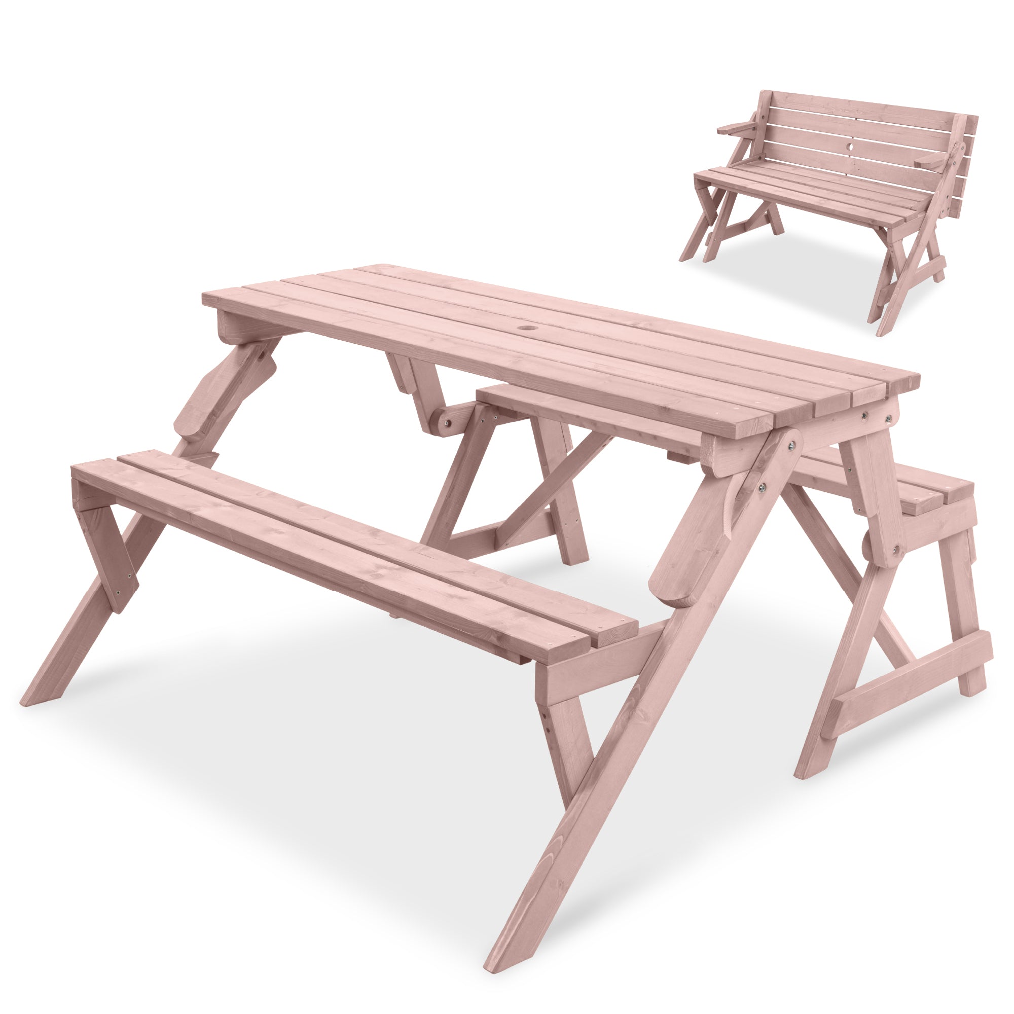 2-in-1 Outdoor Interchangeable Wooden Picnic Table/Garden Bench