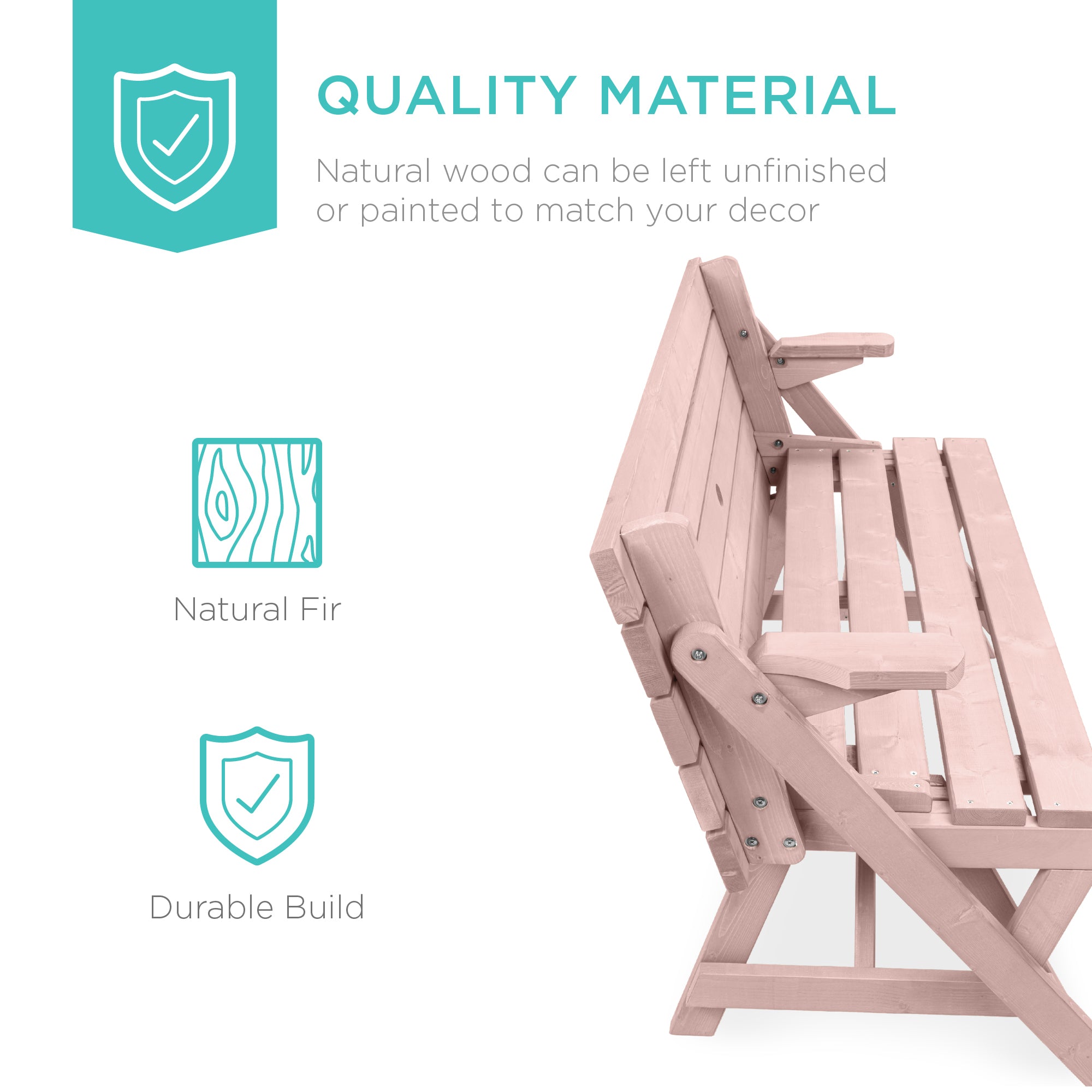 2-in-1 Outdoor Interchangeable Wooden Picnic Table/Garden Bench