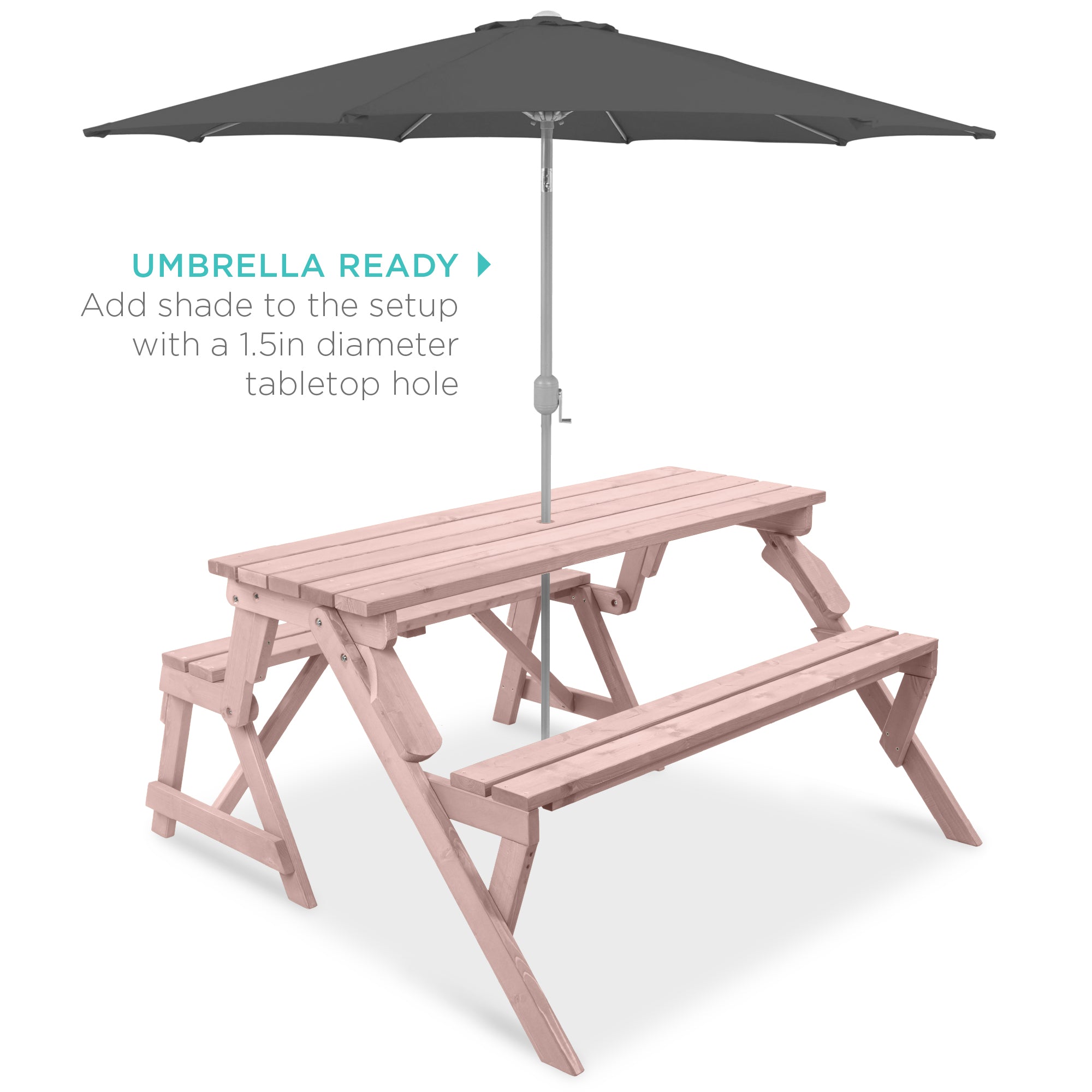 2-in-1 Outdoor Interchangeable Wooden Picnic Table/Garden Bench