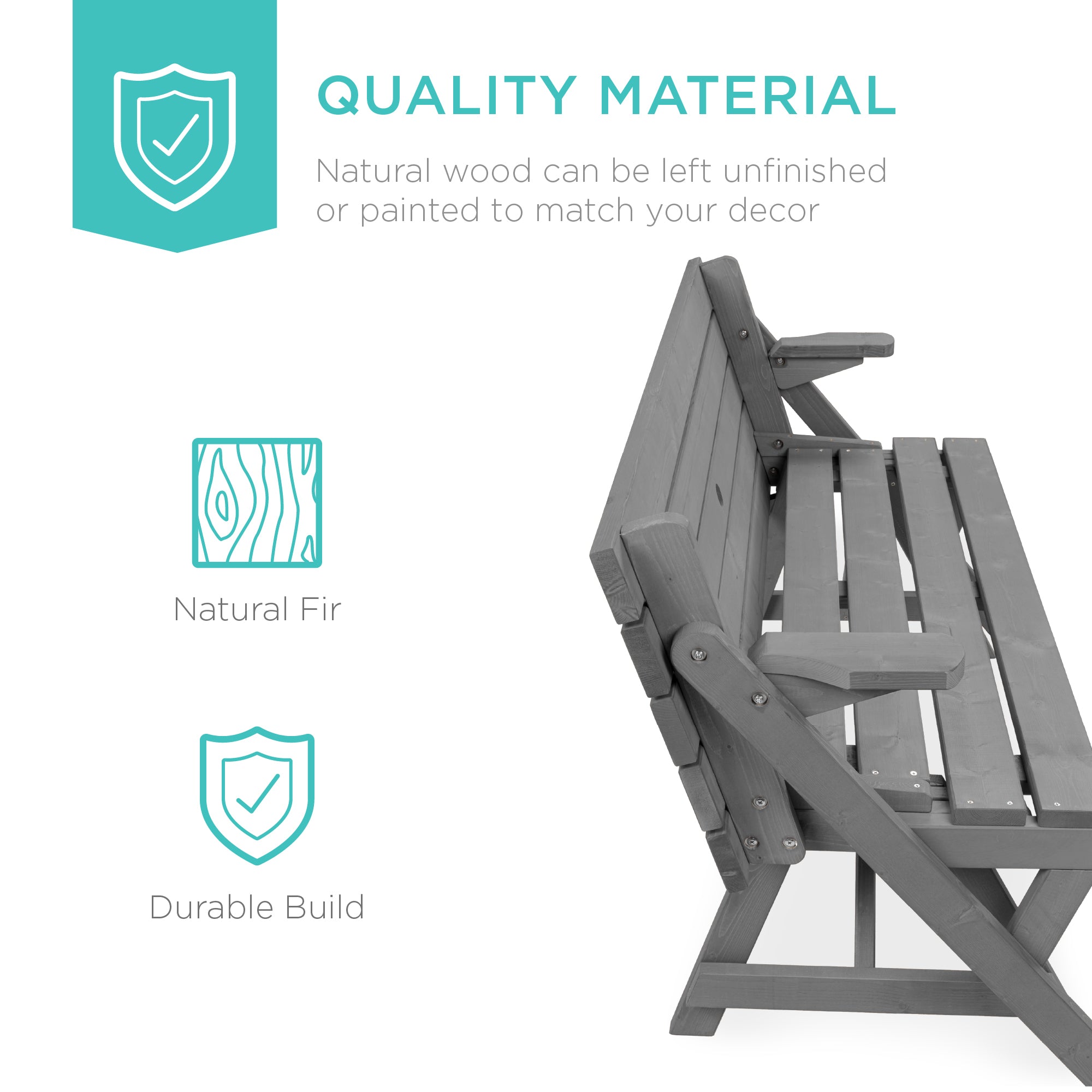 2-in-1 Outdoor Interchangeable Wooden Picnic Table/Garden Bench