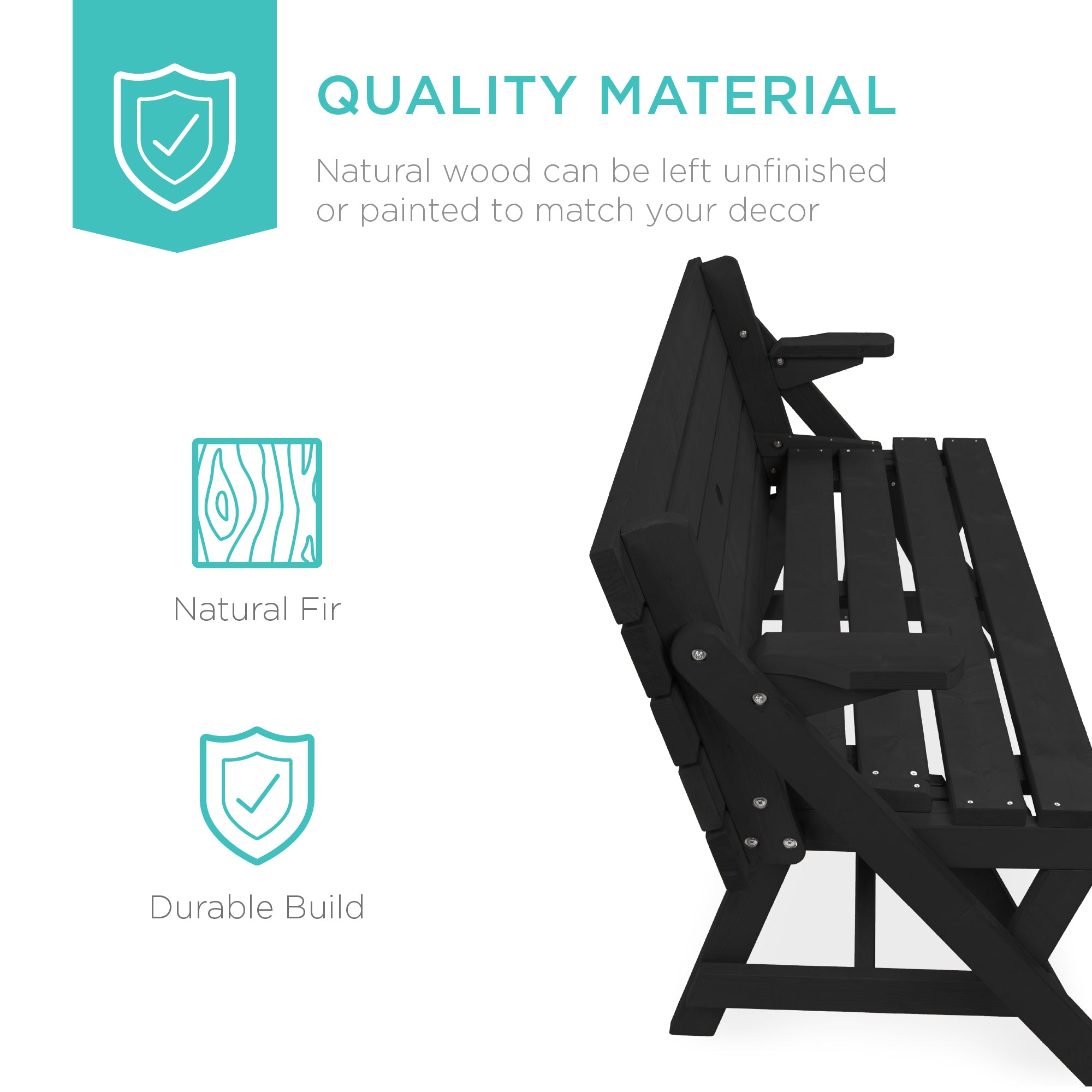 2-in-1 Outdoor Interchangeable Wooden Picnic Table/Garden Bench