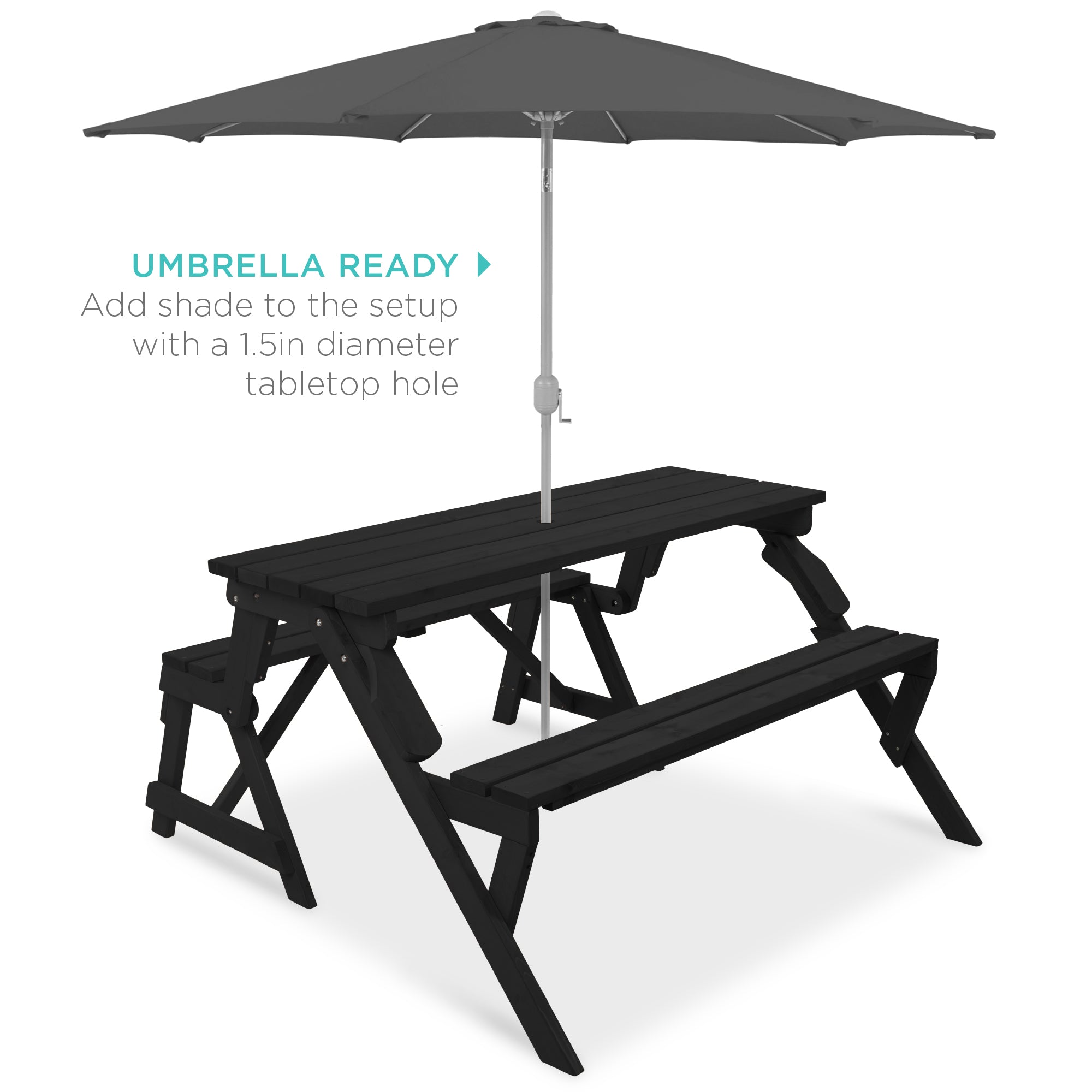 2-in-1 Outdoor Interchangeable Wooden Picnic Table/Garden Bench