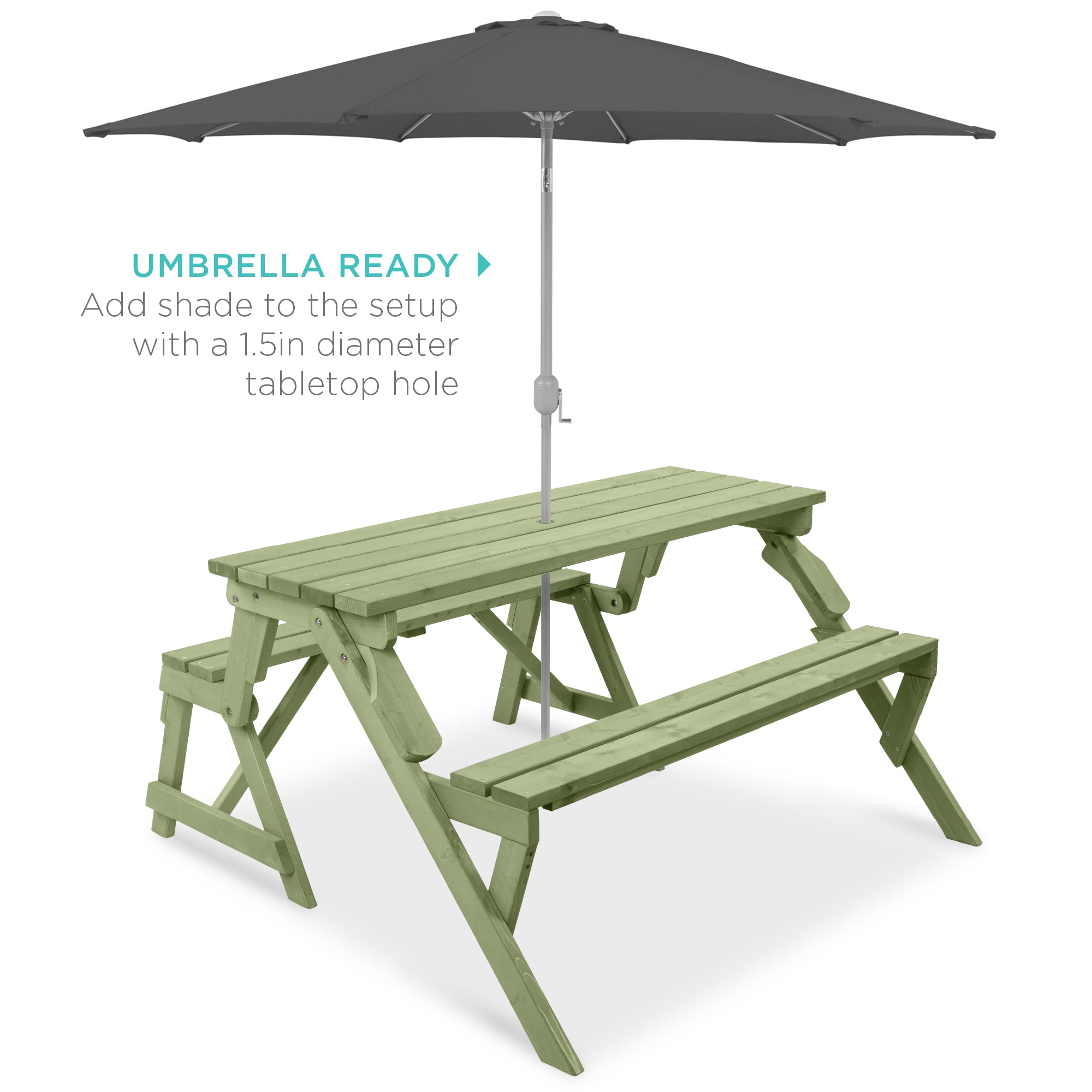 2-in-1 Outdoor Interchangeable Wooden Picnic Table/Garden Bench