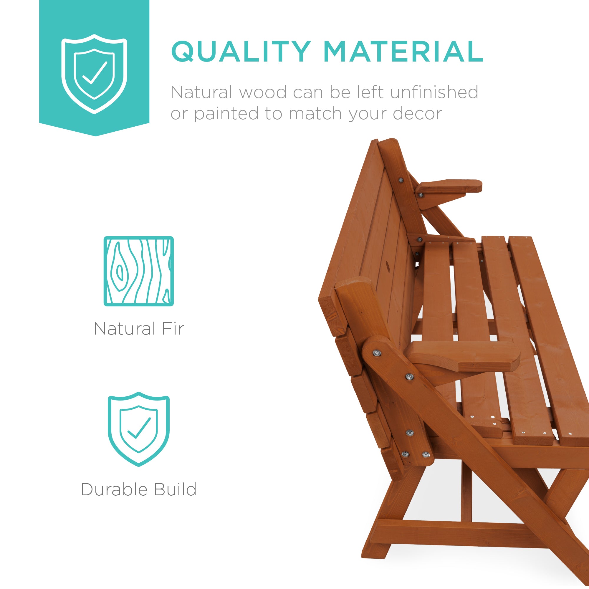 2-in-1 Outdoor Interchangeable Wooden Picnic Table/Garden Bench