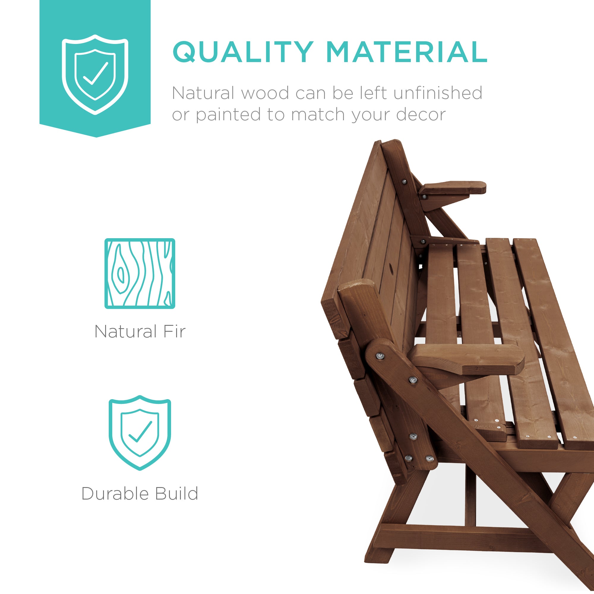 2-in-1 Outdoor Interchangeable Wooden Picnic Table/Garden Bench