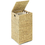 Small Laundry Hamper W/ Lid, Handwoven Laundry Basket, W/ Liner & Handles