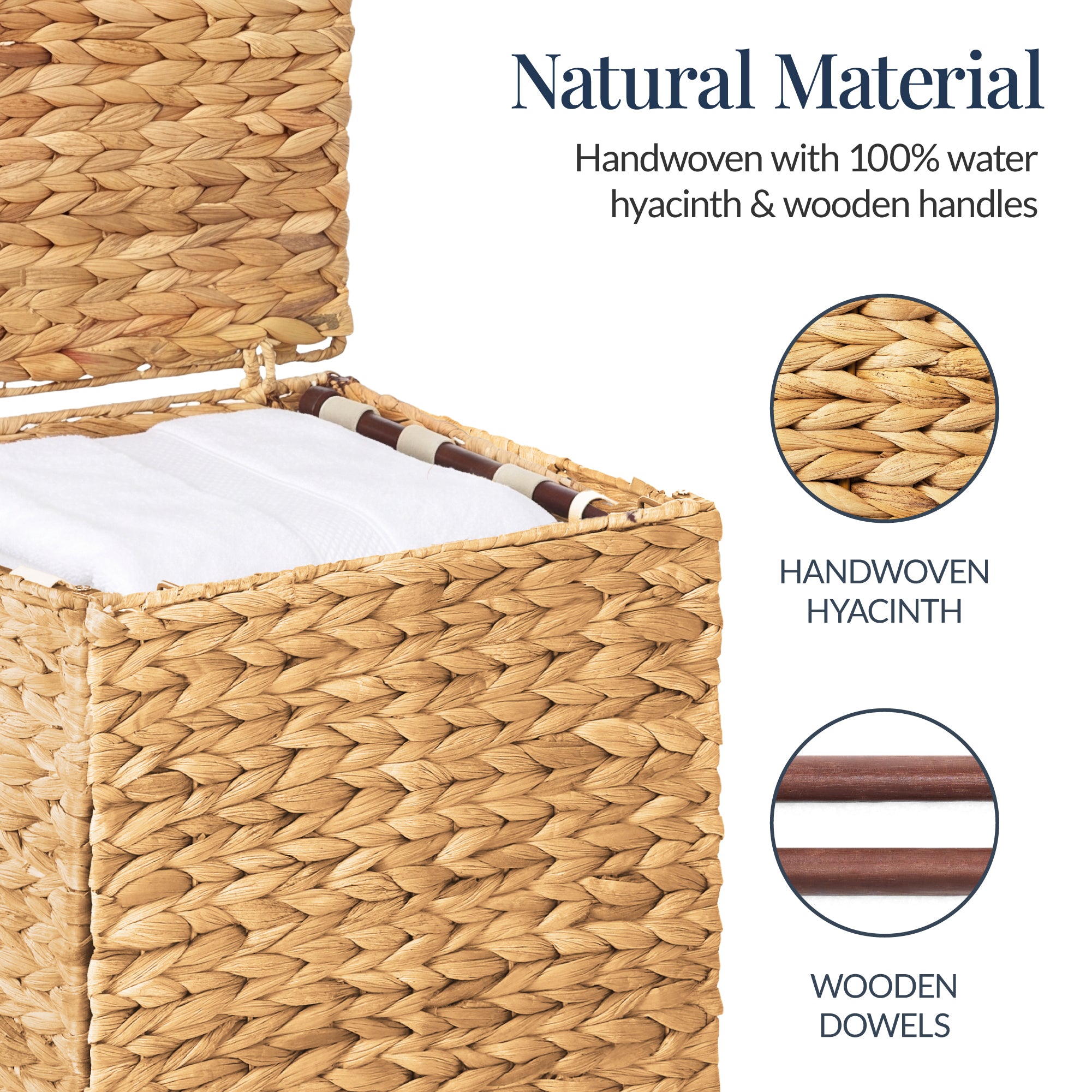Small Laundry Hamper W/ Lid, Handwoven Laundry Basket, W/ Liner & Handles