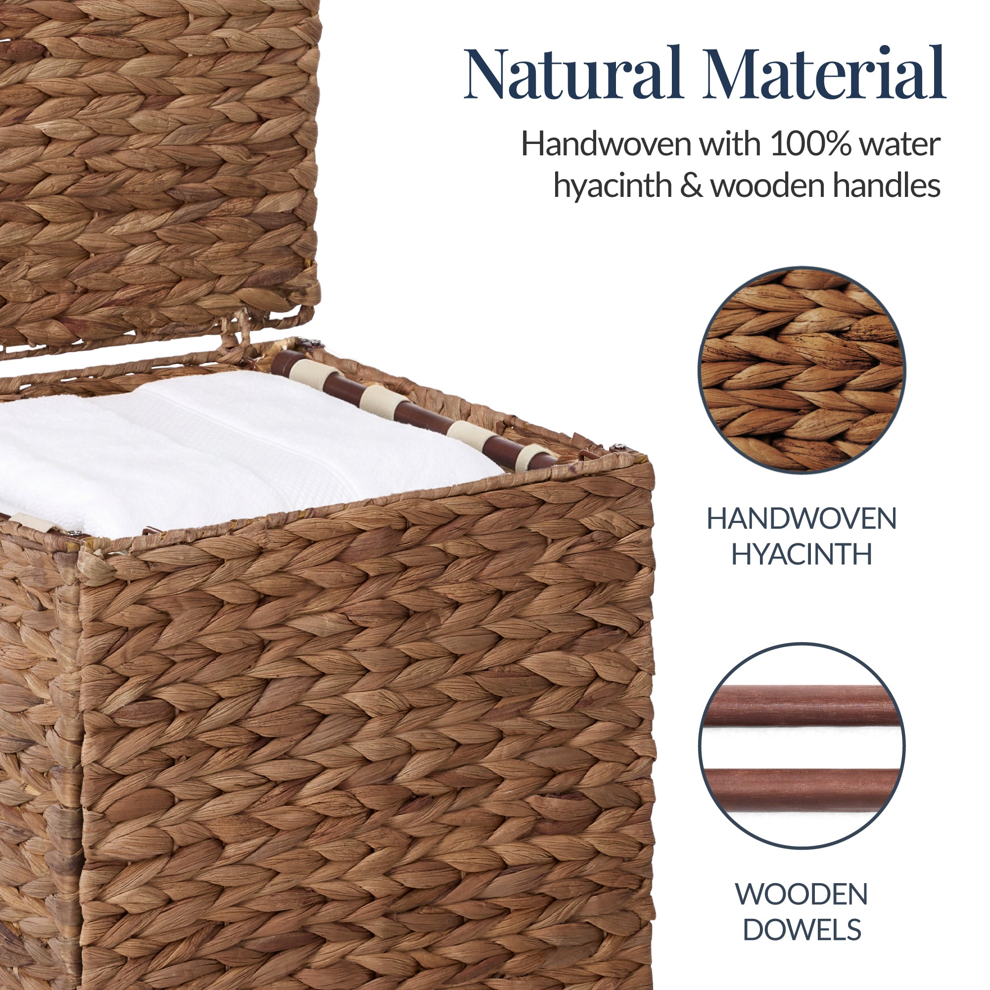 Small Laundry Hamper W/ Lid, Handwoven Laundry Basket, W/ Liner & Handles