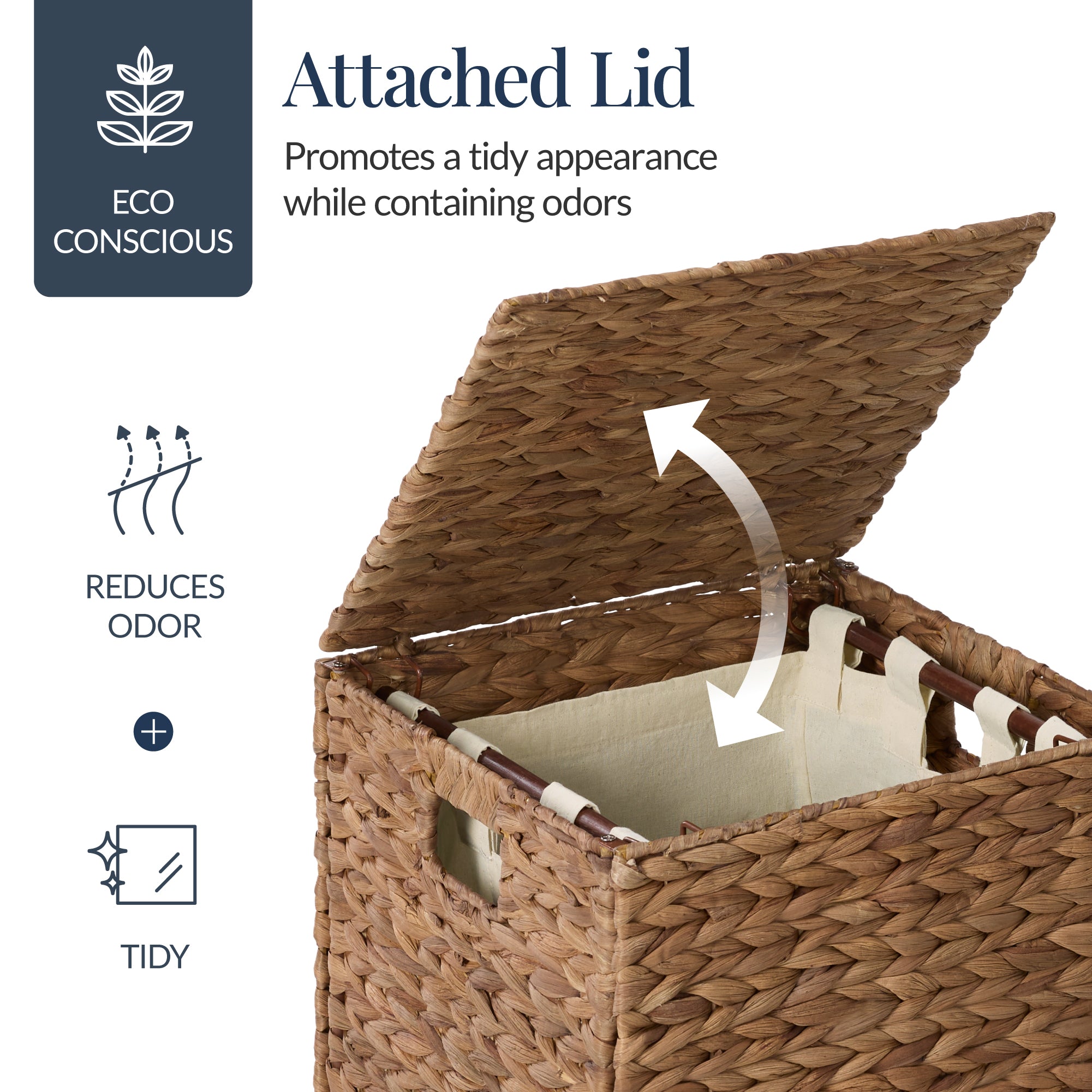 Small Laundry Hamper W/ Lid, Handwoven Laundry Basket, W/ Liner & Handles