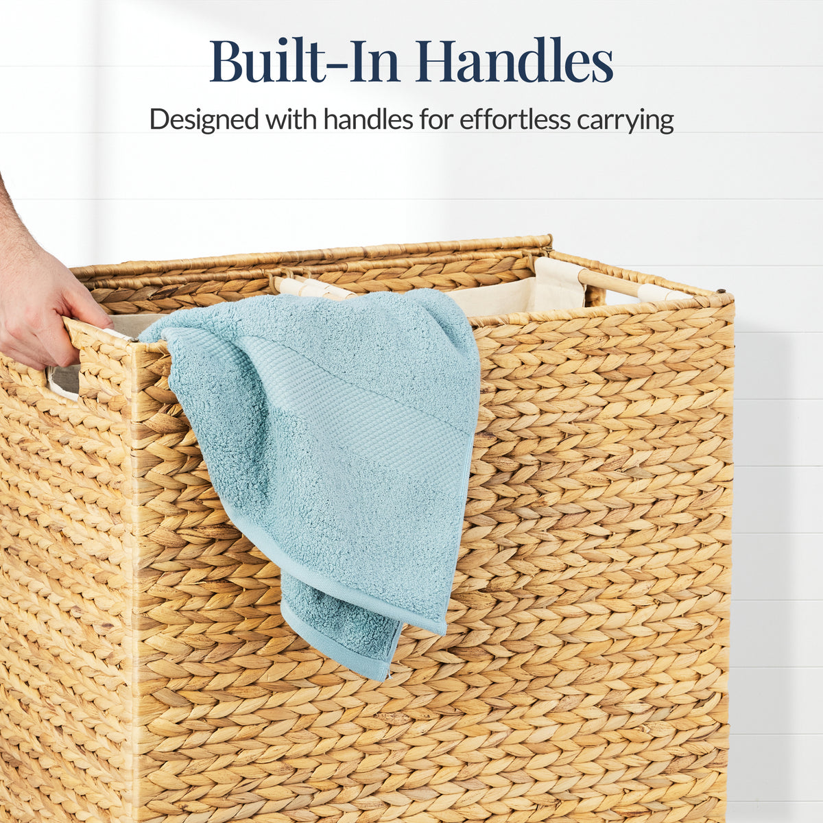 X-Large Laundry Hamper W/ Lid, Woven Laundry Basket, W/ Liner, 53 Gallon