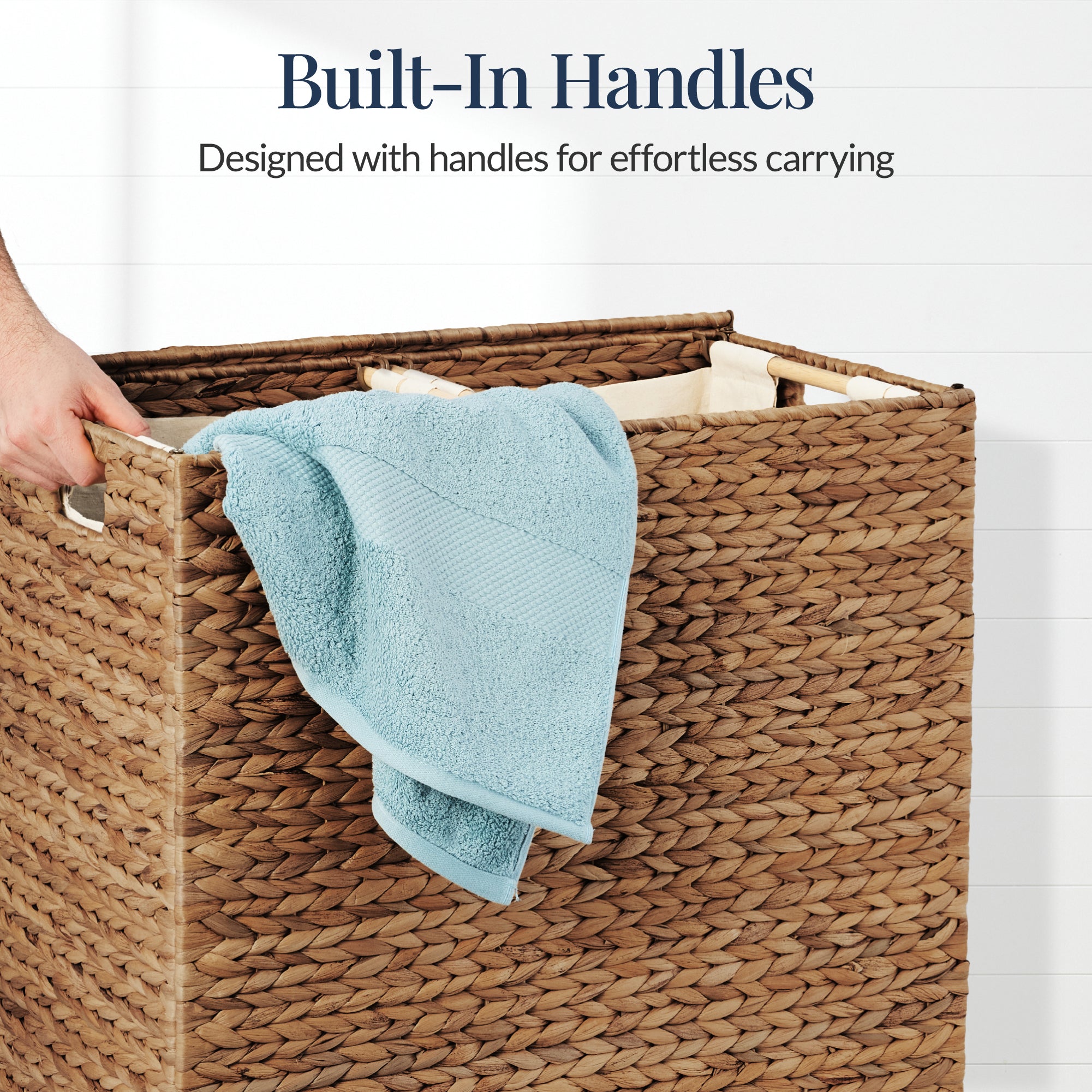 X-Large Laundry Hamper W/ Lid, Woven Laundry Basket, W/ Liner, 53 Gallon
