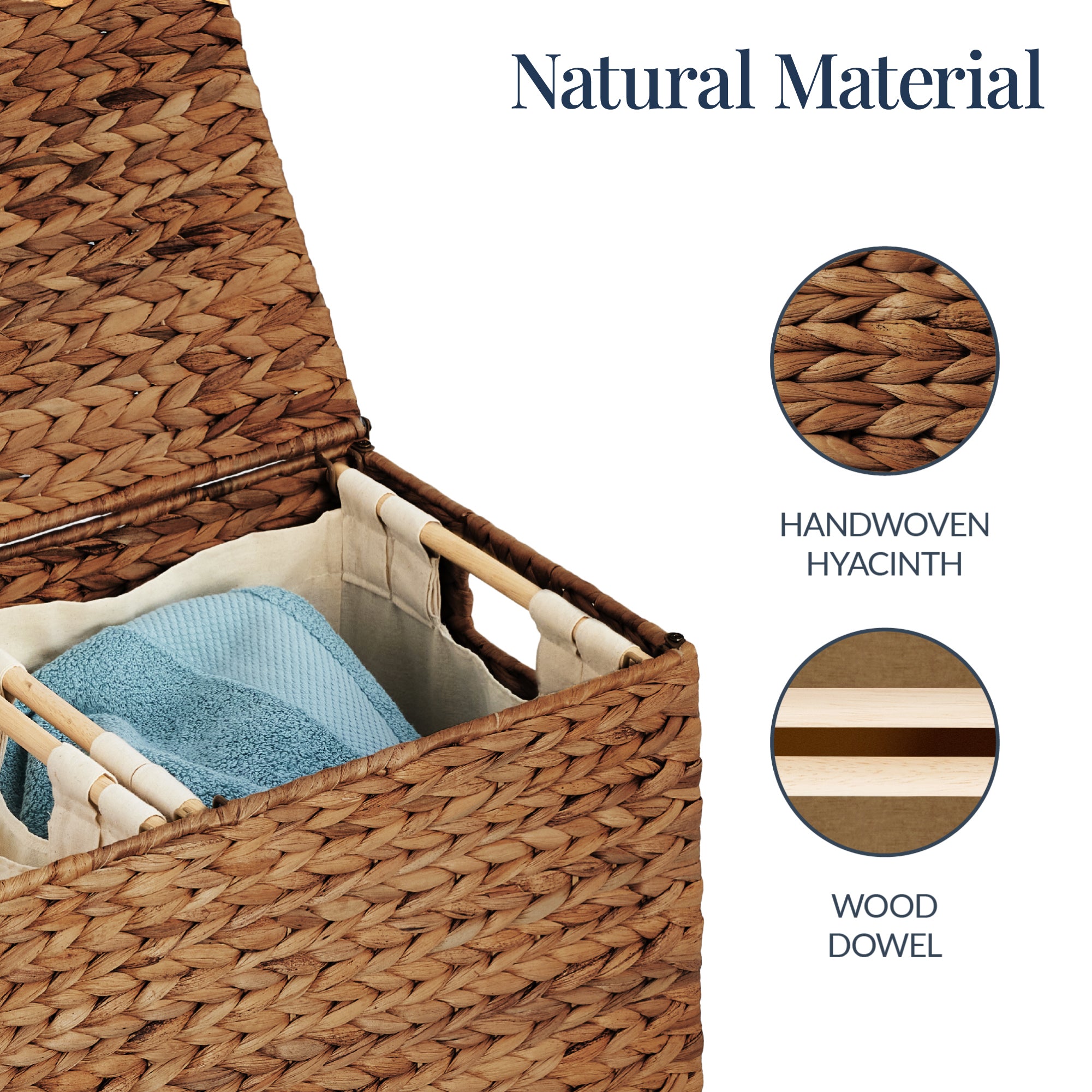 X-Large Laundry Hamper W/ Lid, Woven Laundry Basket, W/ Liner, 53 Gallon