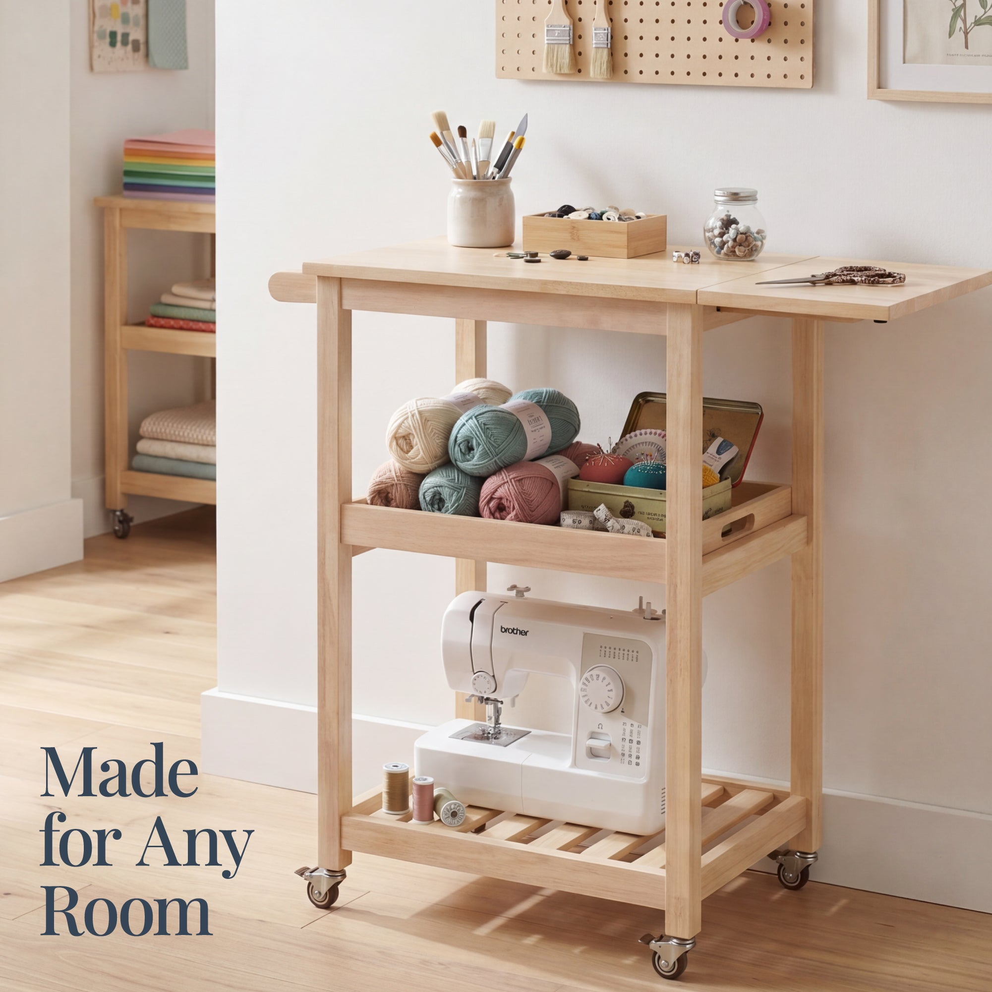 Rolling Kitchen Island Cart w/ Drop Leaf Extension, Solid Wood