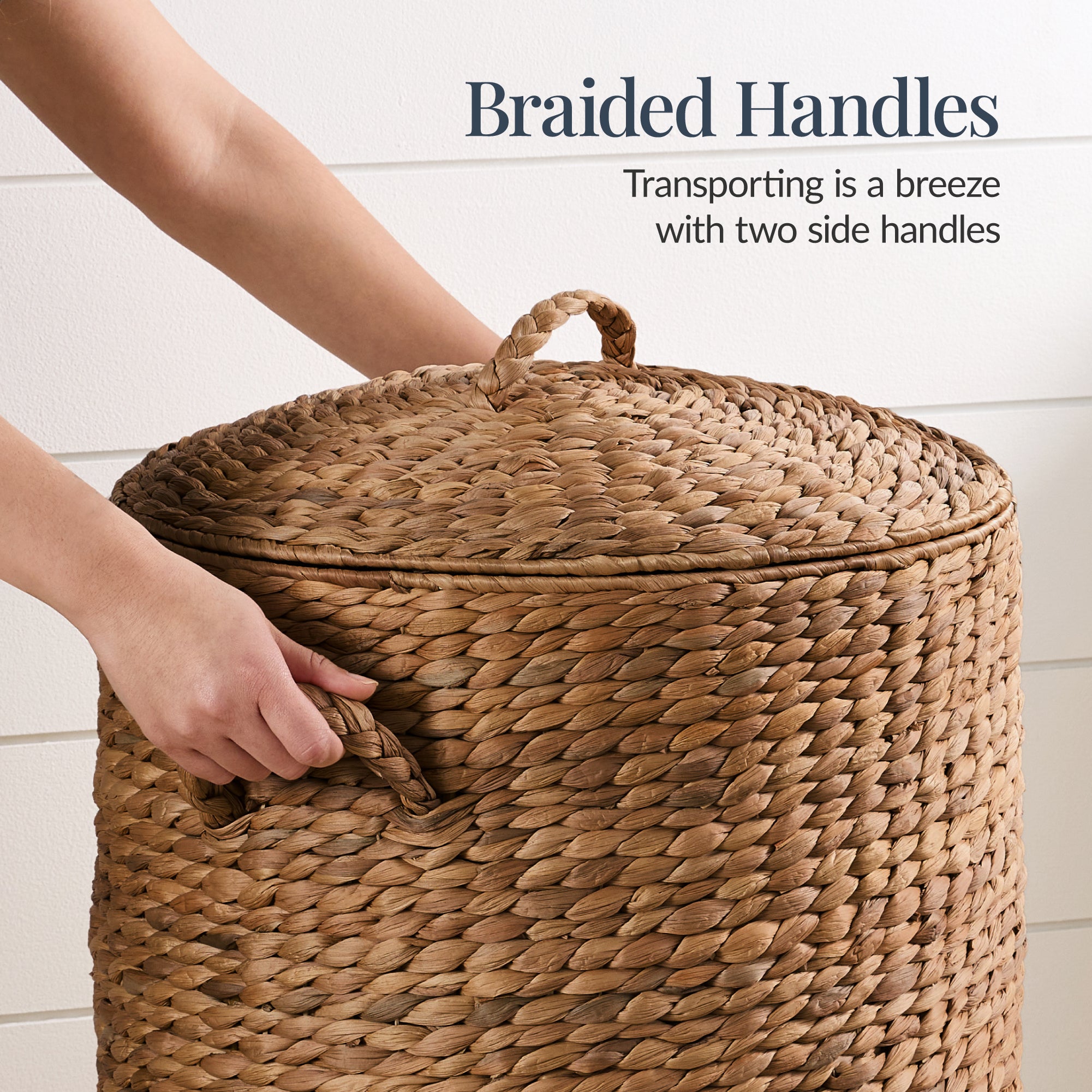 Round Laundry Hamper w/ Lid w/ Handles & Removable Liner