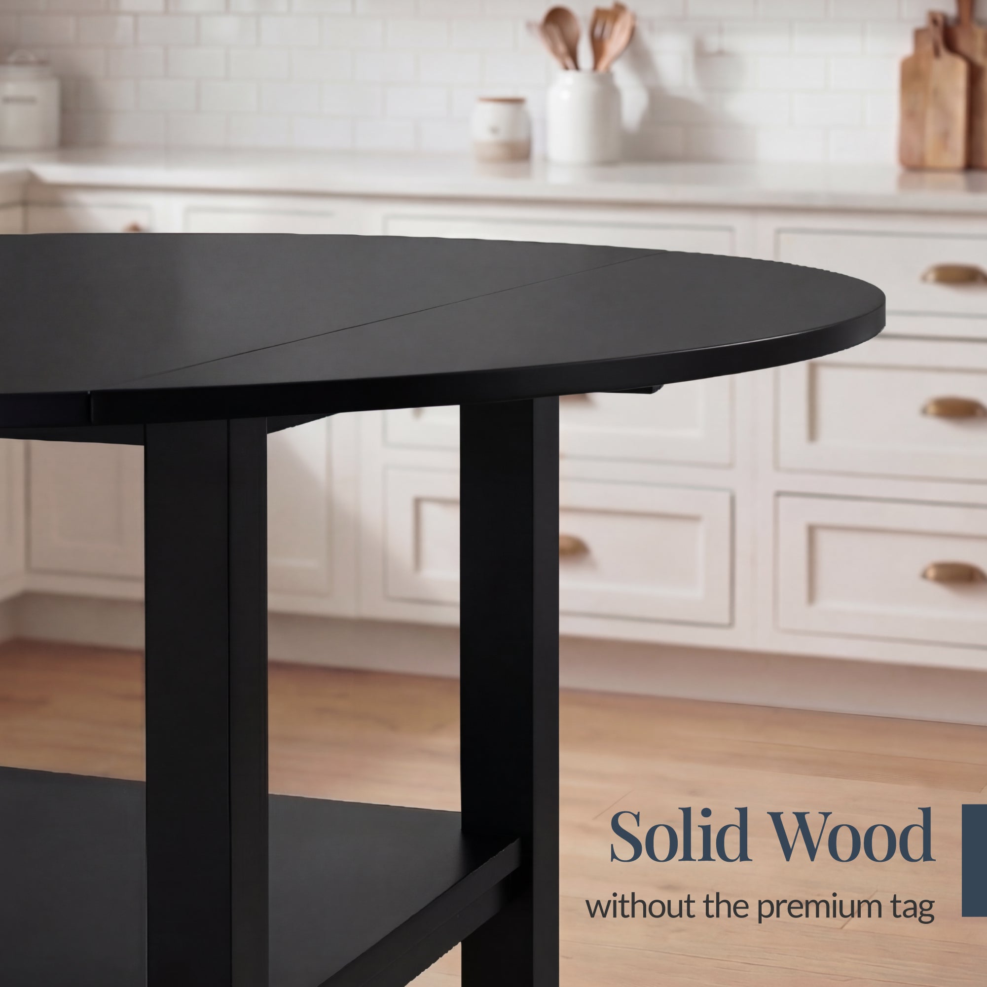 Round Dining Table, 42"  Small Kitchen Dining Table for 4  w/ Dual Leaf