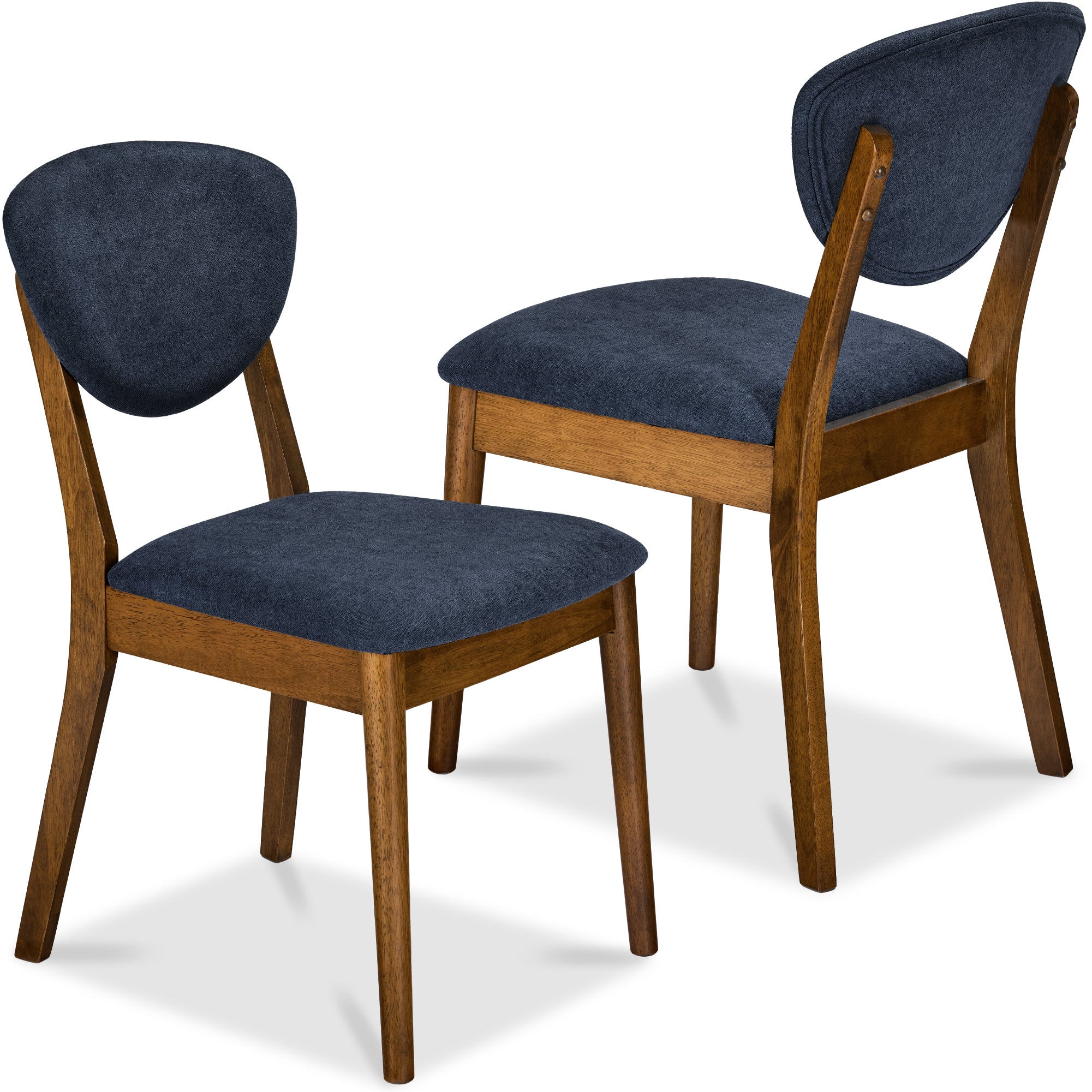 2-Piece Mid-Century Modern Wood &Upholstered Dining Chair Set