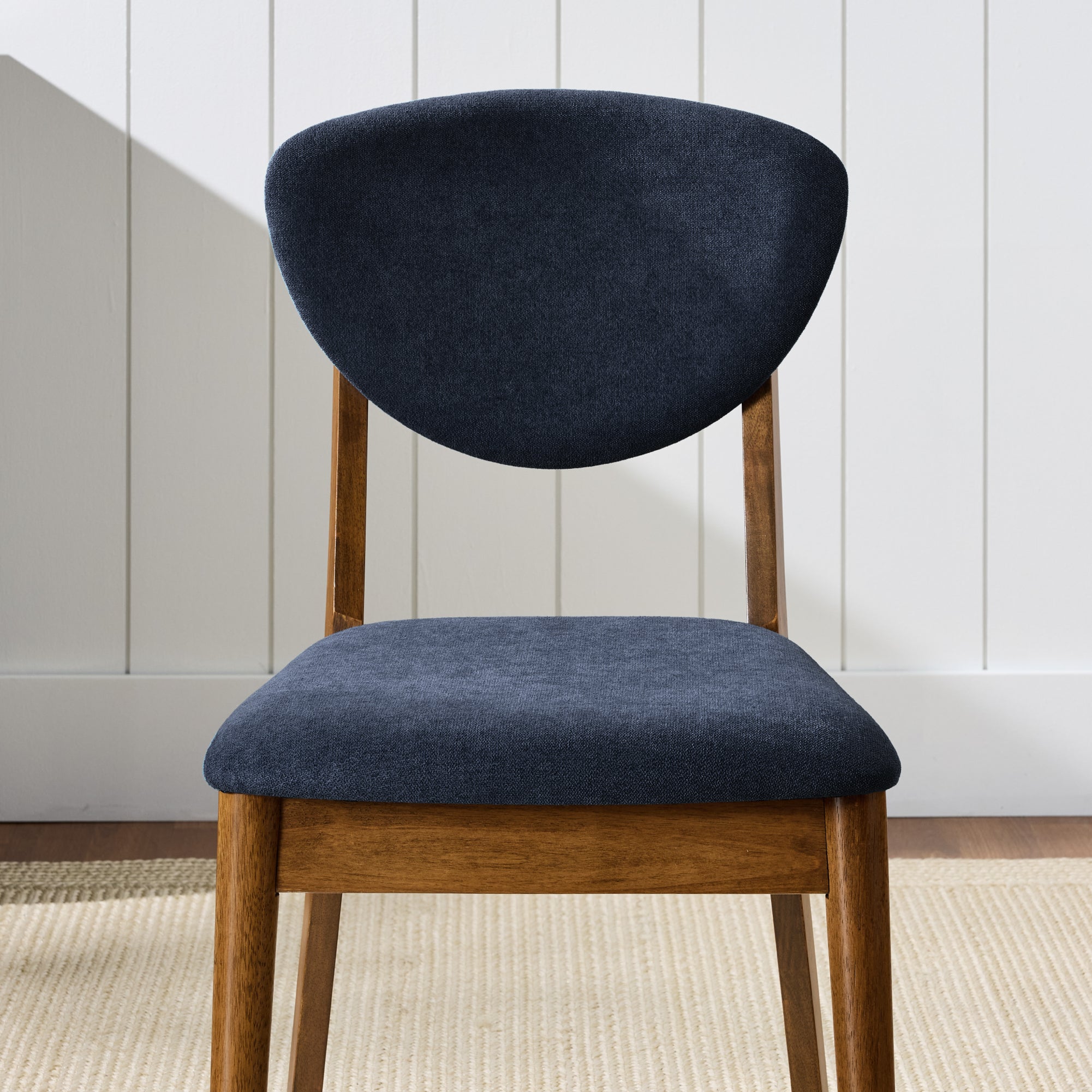 2-Piece Mid-Century Modern Wood &Upholstered Dining Chair Set