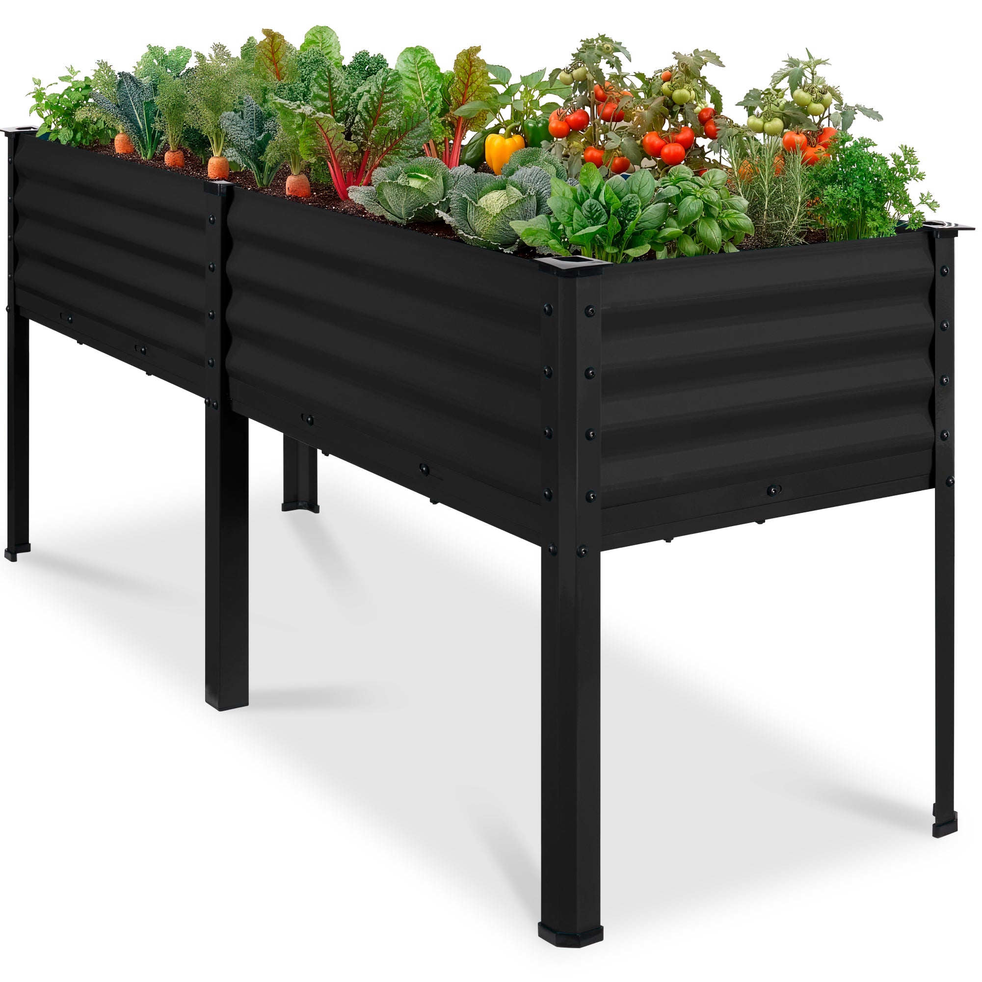 Elevated Galvanized Metal Garden Bed w/ Corner Protectors - 72x24x30in