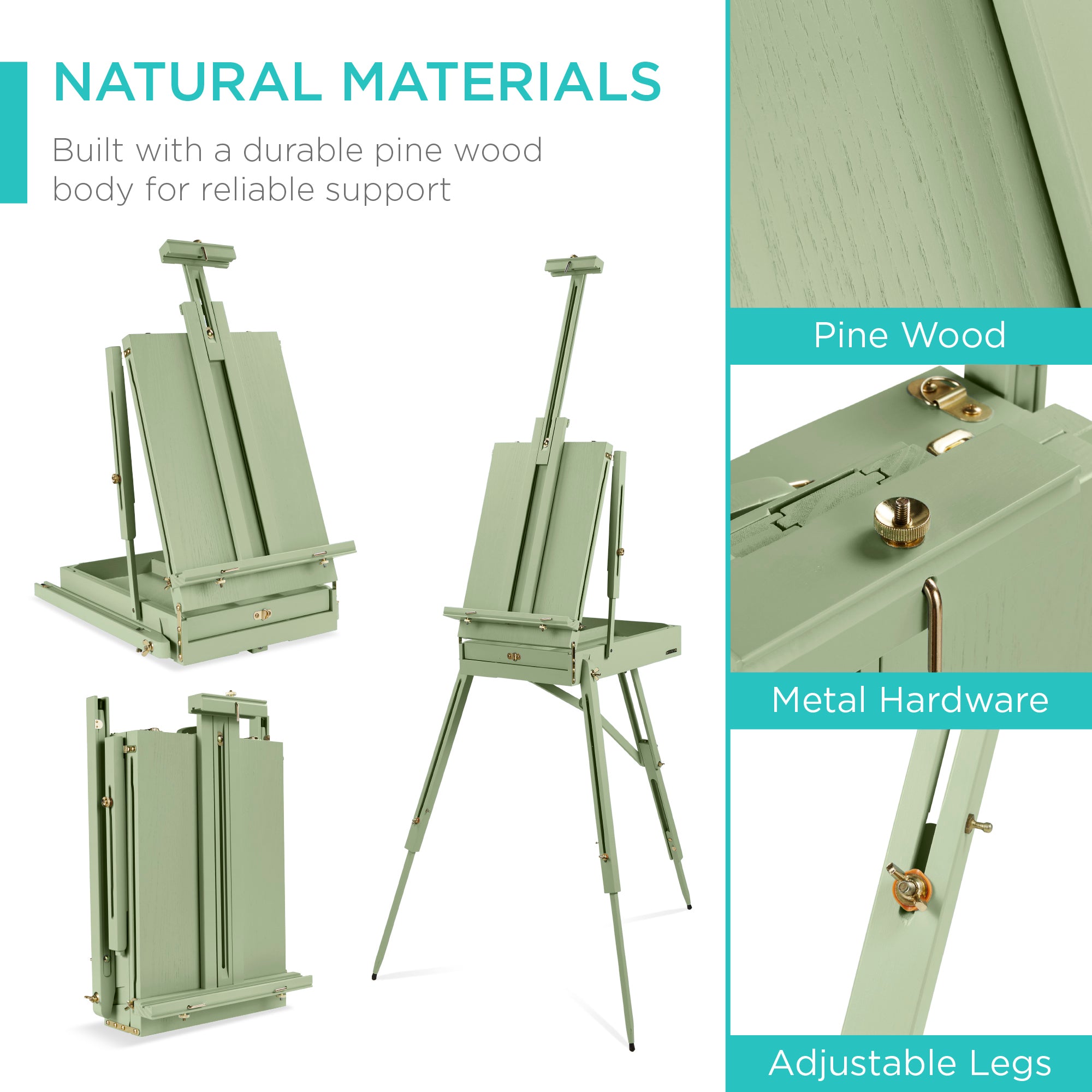 Art Easel for Painting, Portable Adjustable Tripod with 32-Piece Art Set