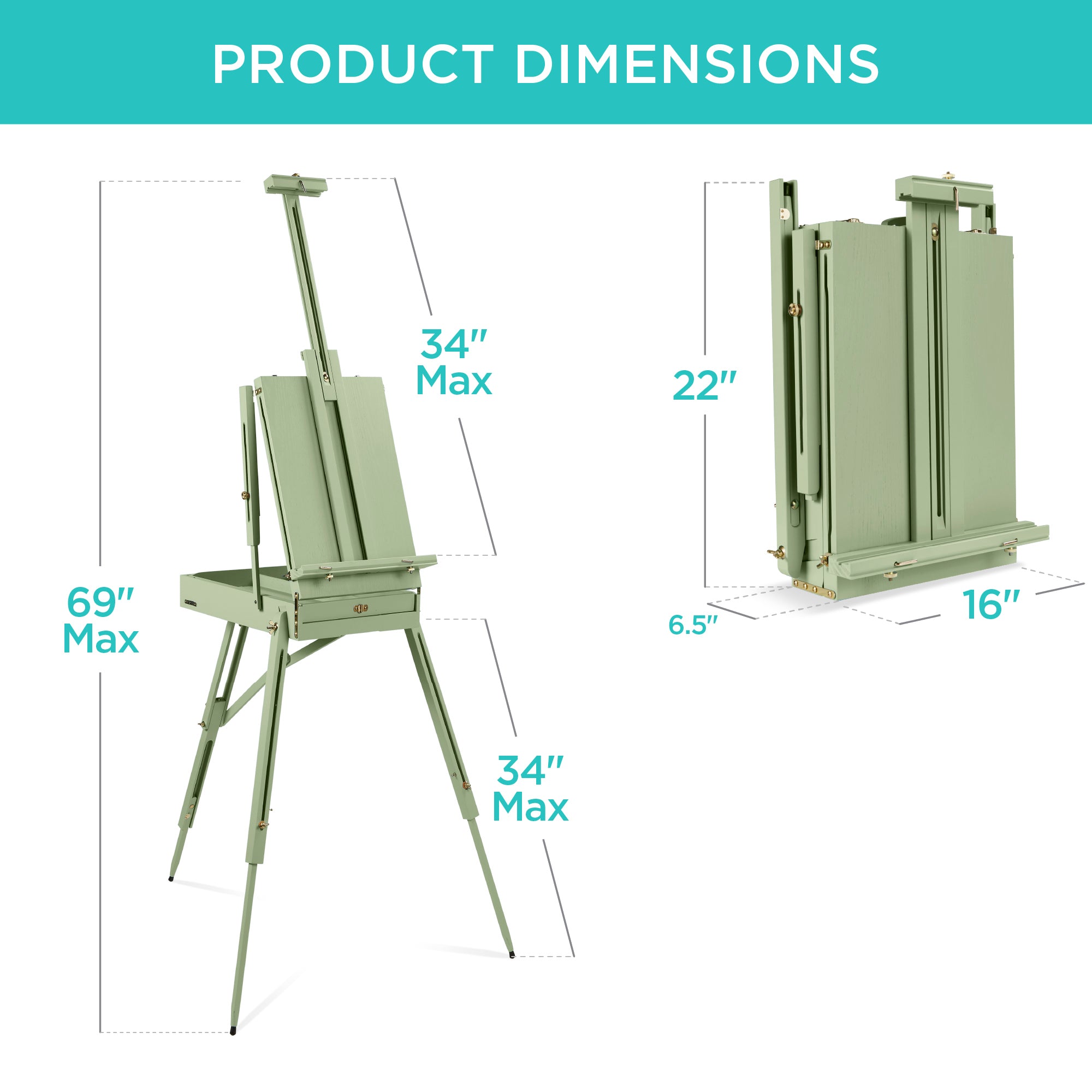 Art Easel for Painting, Portable Adjustable Tripod with 32-Piece Art Set
