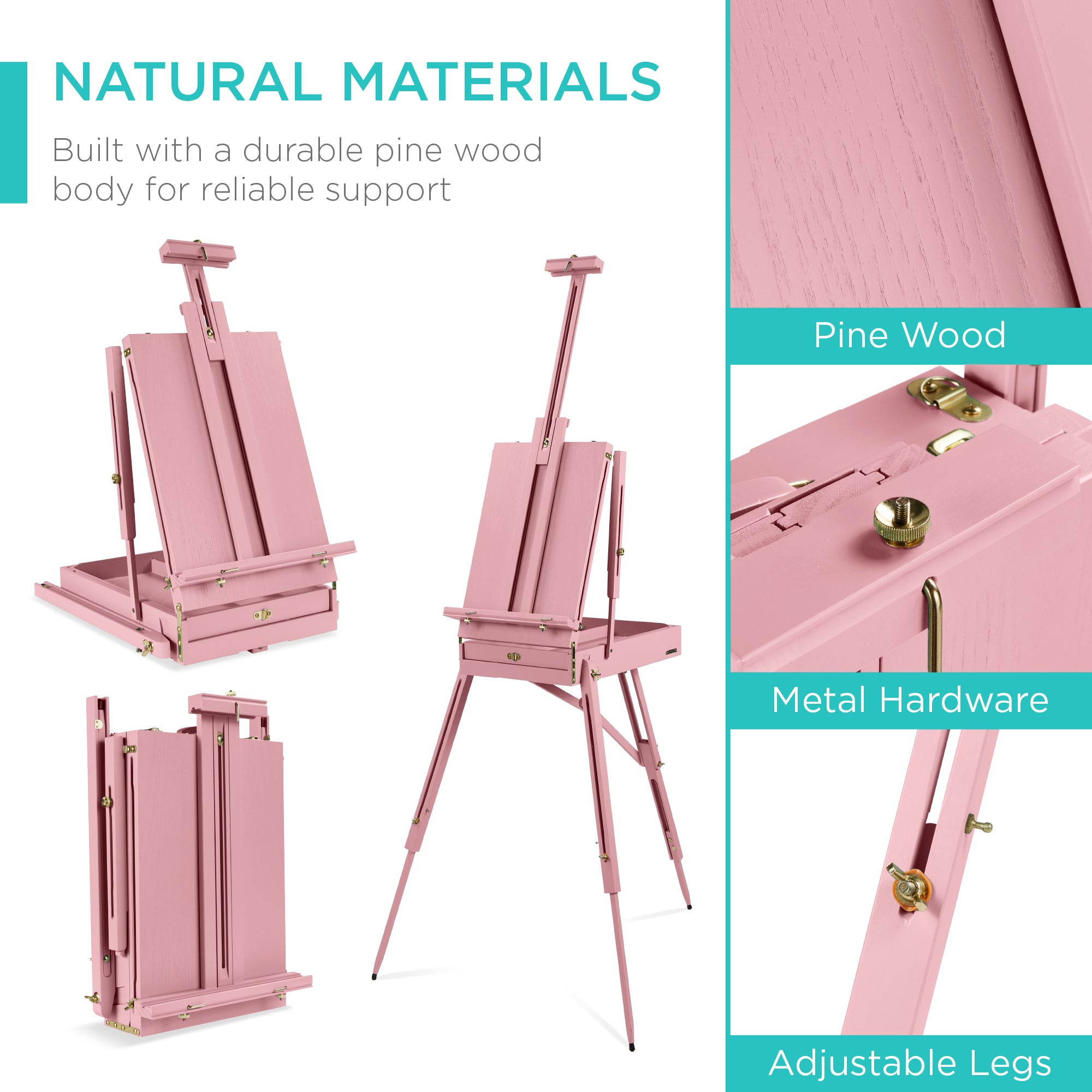 Art Easel for Painting, Portable Adjustable Tripod with 32-Piece Art Set