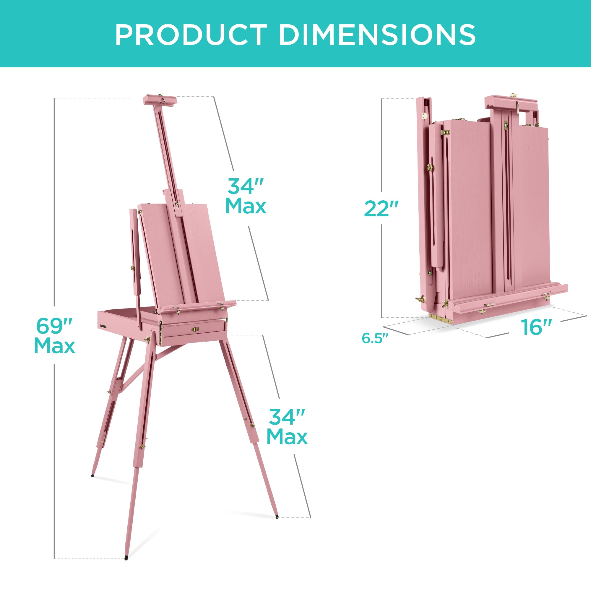 Art Easel for Painting, Portable Adjustable Tripod with 32-Piece Art Set