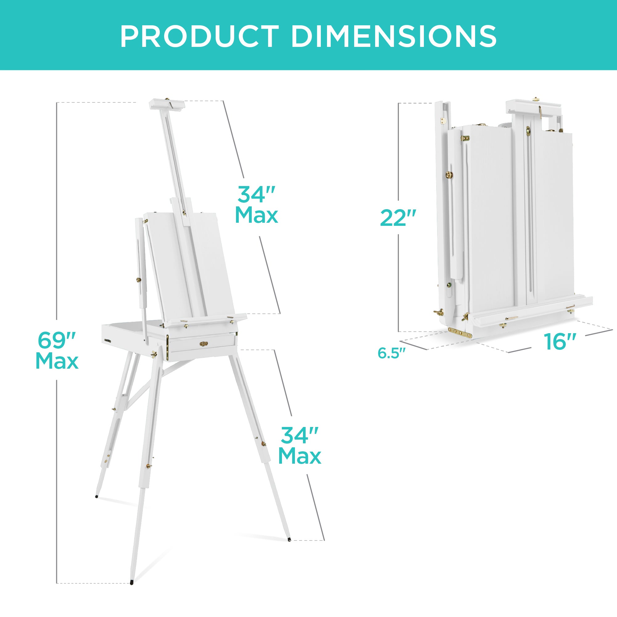 Art Easel for Painting, Portable Adjustable Tripod with 32-Piece Art Set