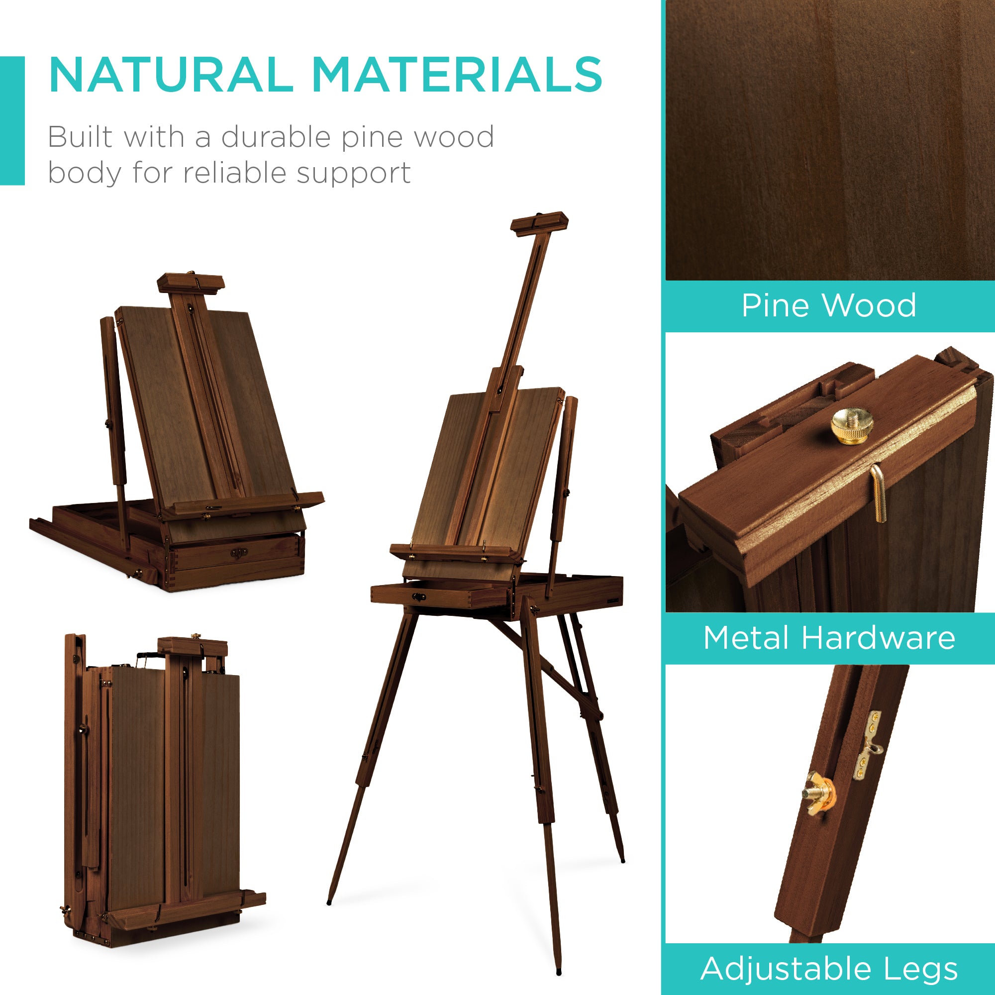 Art Easel for Painting, Portable Adjustable Tripod with 32-Piece Art Set