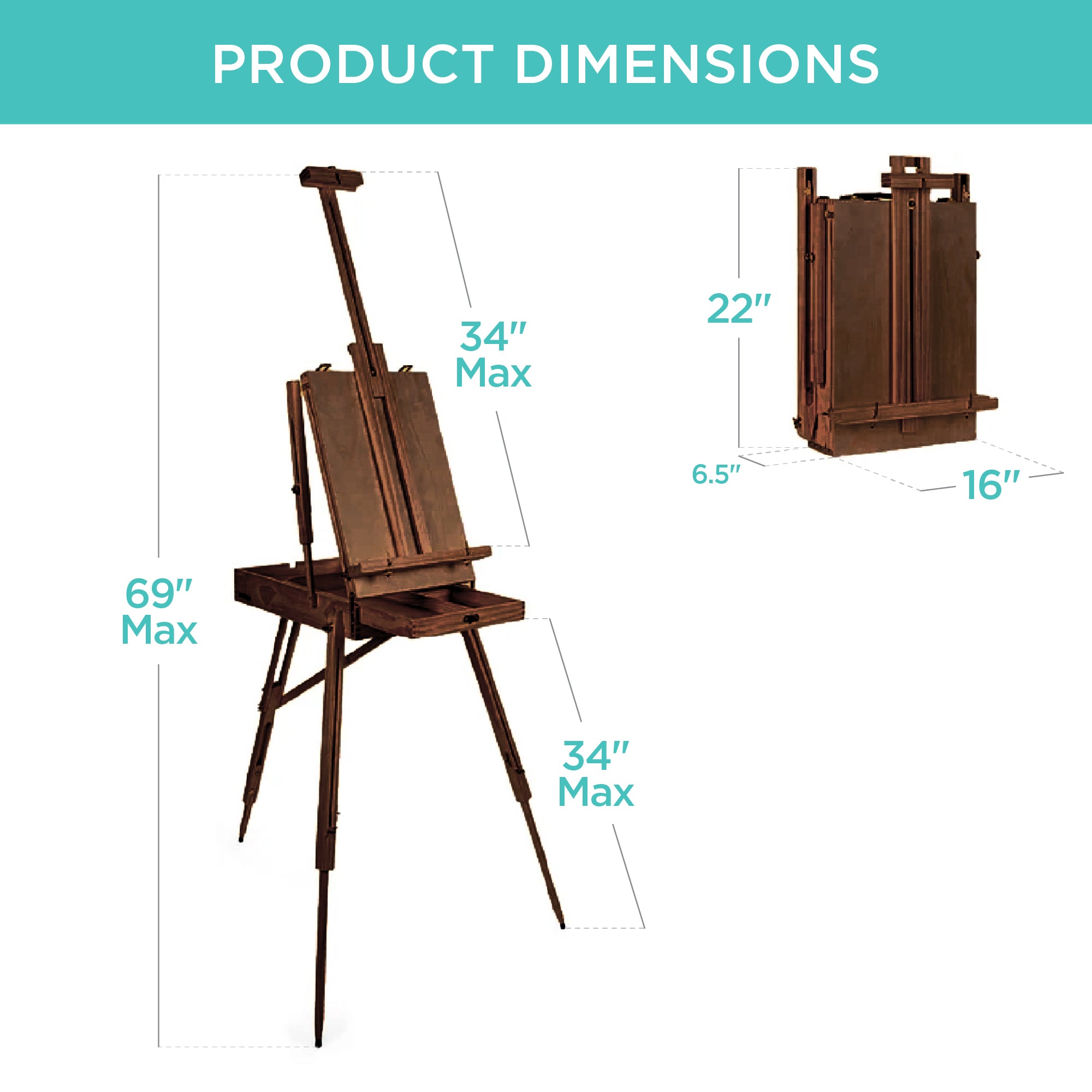 Art Easel for Painting, Portable Adjustable Tripod with 32-Piece Art Set
