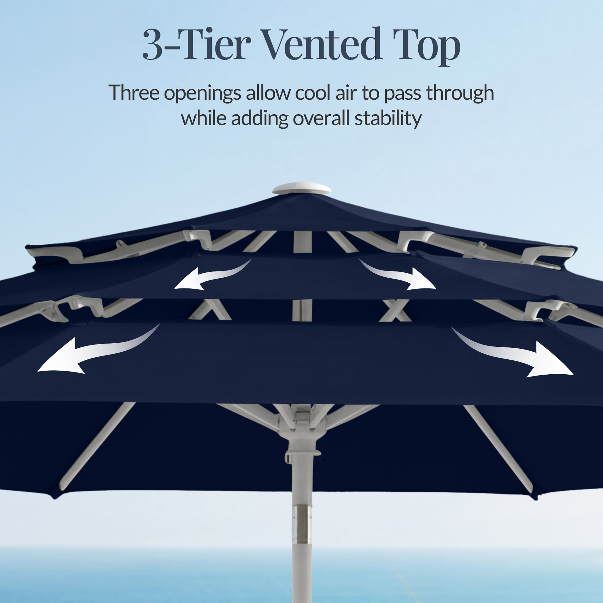 10ft 3-Tier Patio Market Umbrella White Pole, Push Button Tilt, Crank – Best Choice Products
