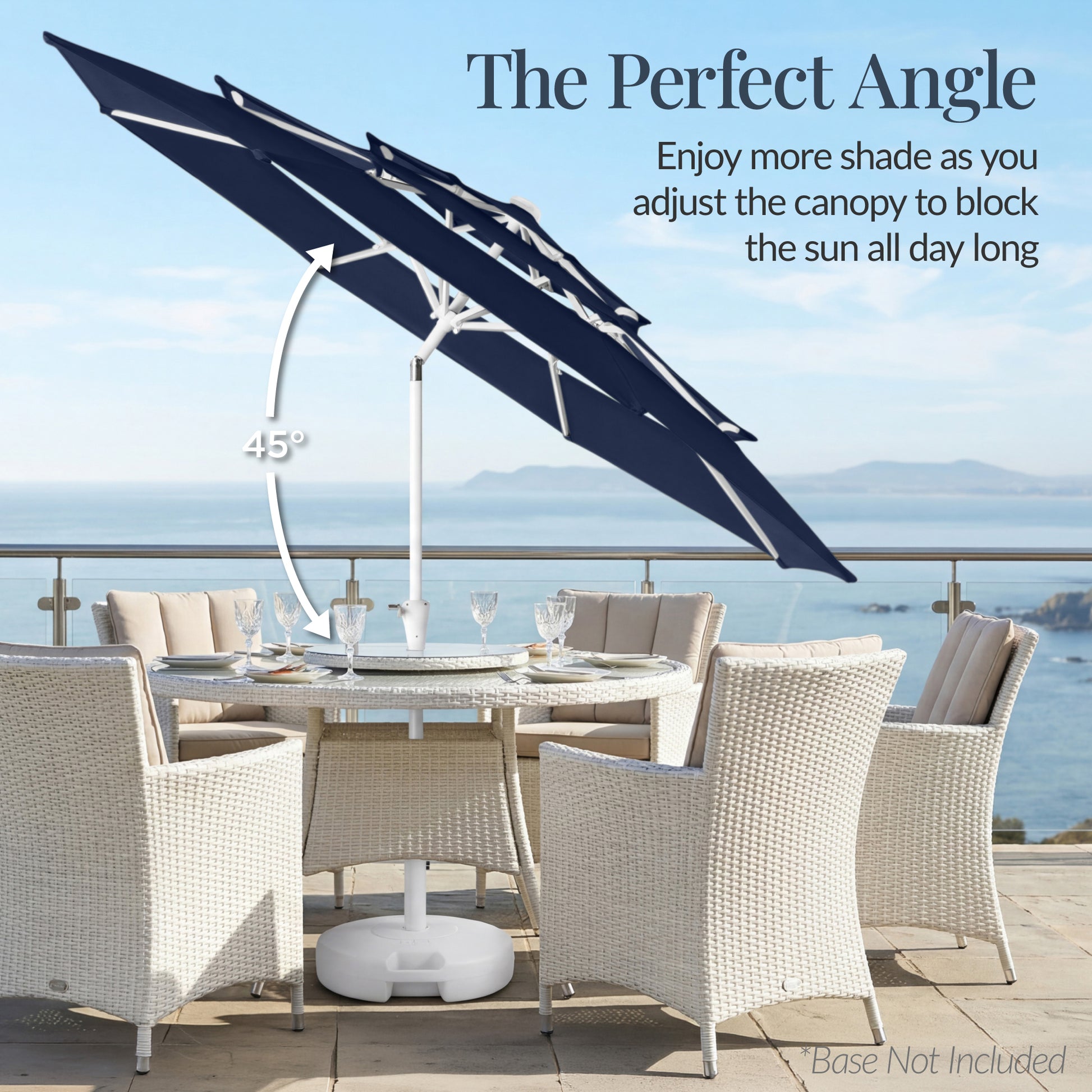 cheap patio furniture with canopy umbrella 10ft 3-Tier Patio Market Umbrella White Pole, Push Button Tilt, Crank – Best Choice Products