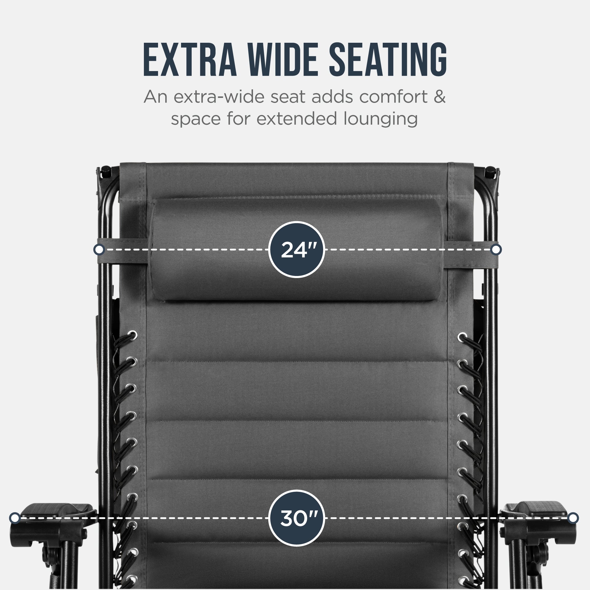 Oversized Padded Zero Gravity Chair w/ Canopy Headrest Cup Holder Side Tray