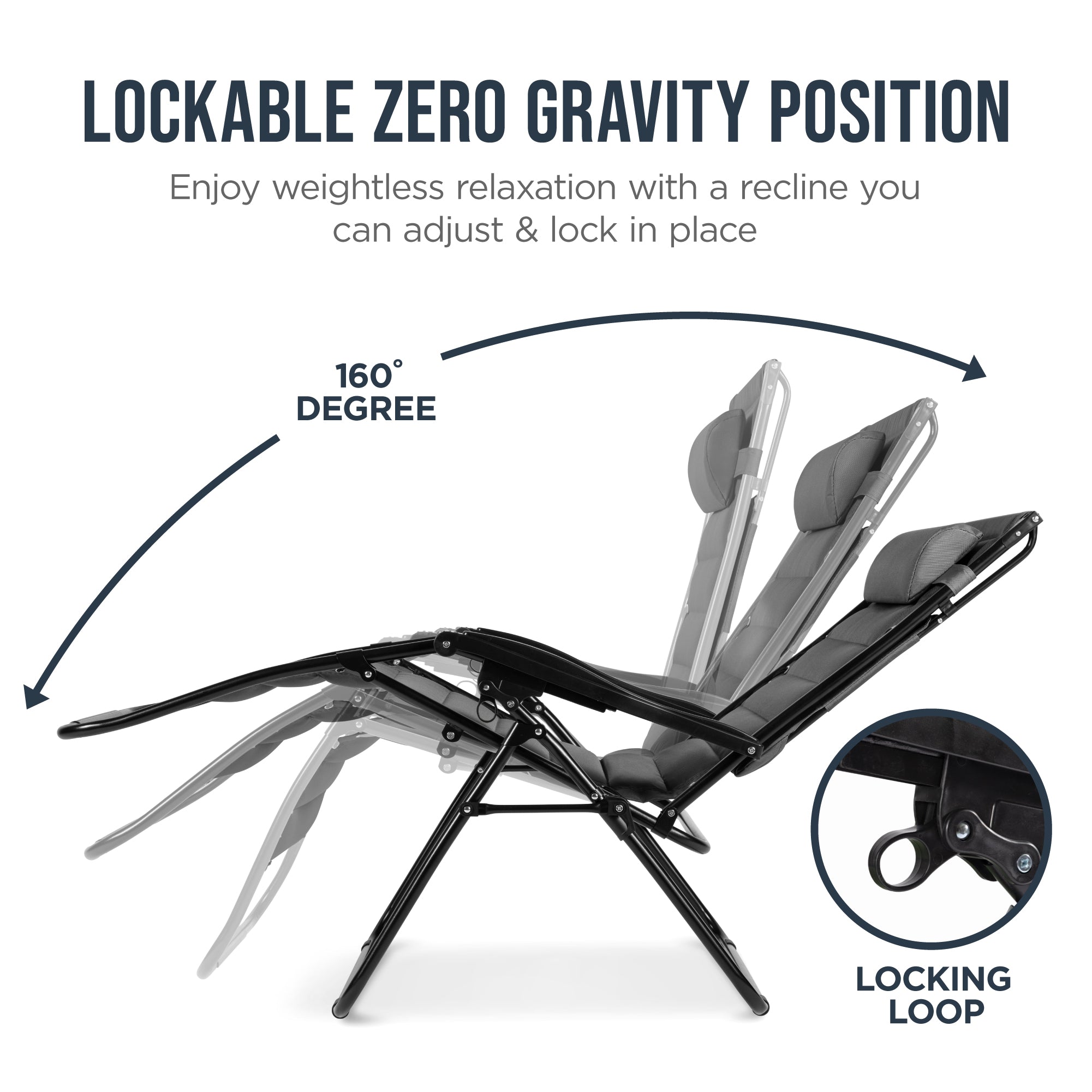 Oversized Padded Zero Gravity Chair w/ Canopy Headrest Cup Holder Side Tray