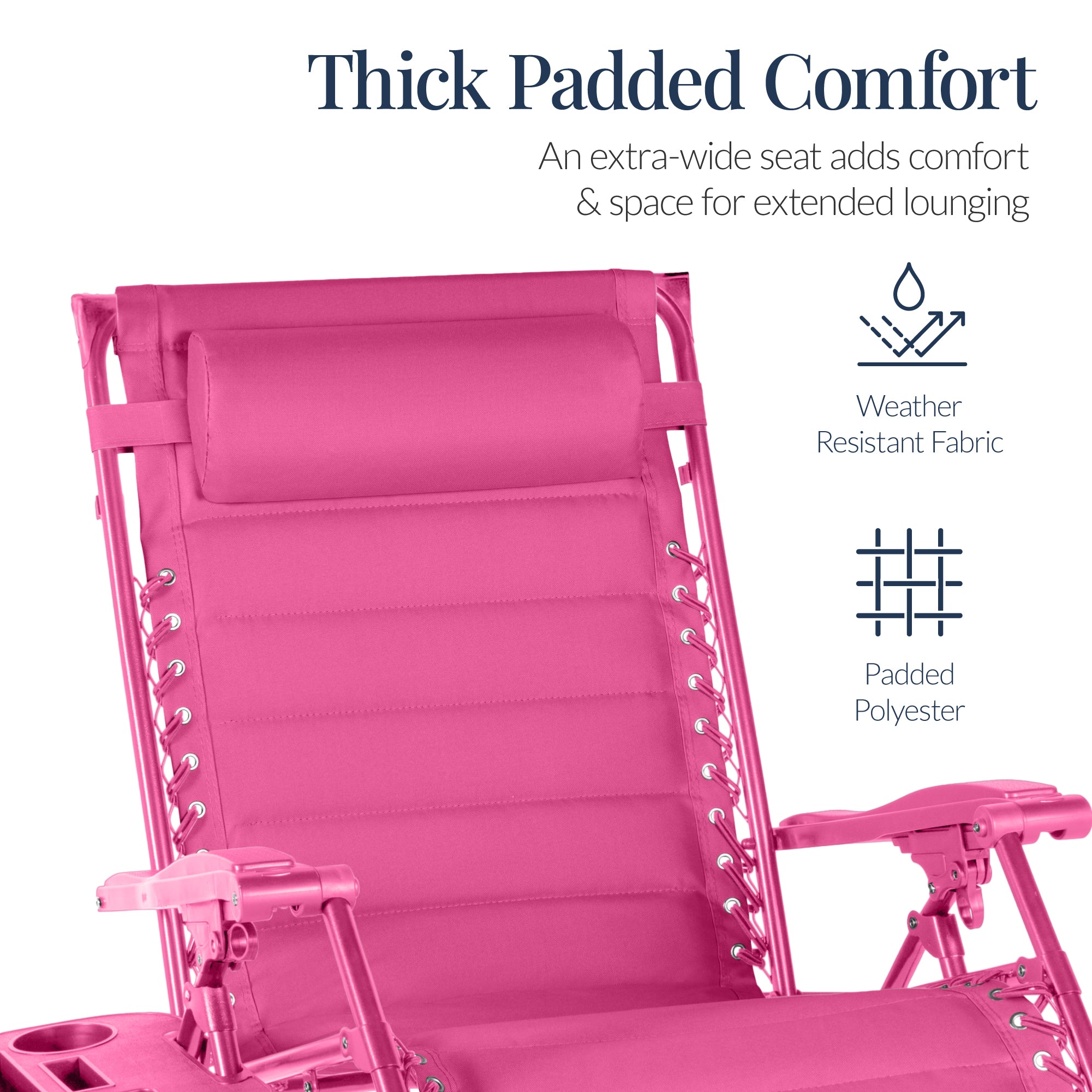 Oversized Padded Zero Gravity Chair w/ Canopy Headrest Cup Holder Side Tray