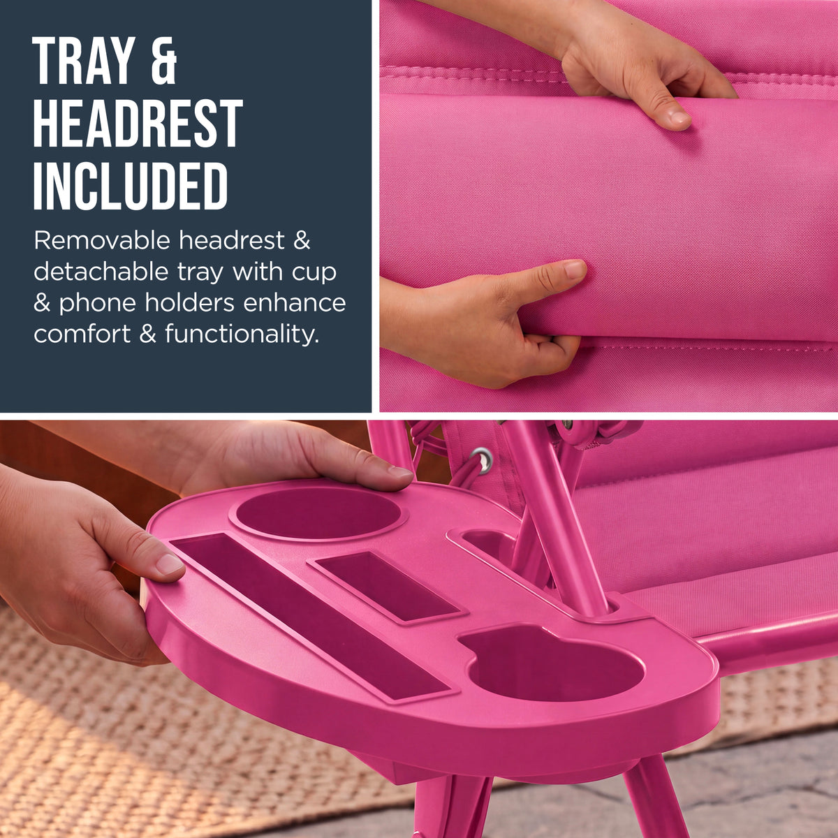 Oversized Padded Zero Gravity Chair w/ Canopy Headrest Cup Holder Side Tray