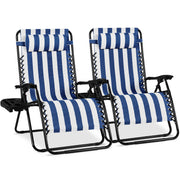 Set of 2 Extra Wide Adjustable Zero Gravity Patio Chair Recliners